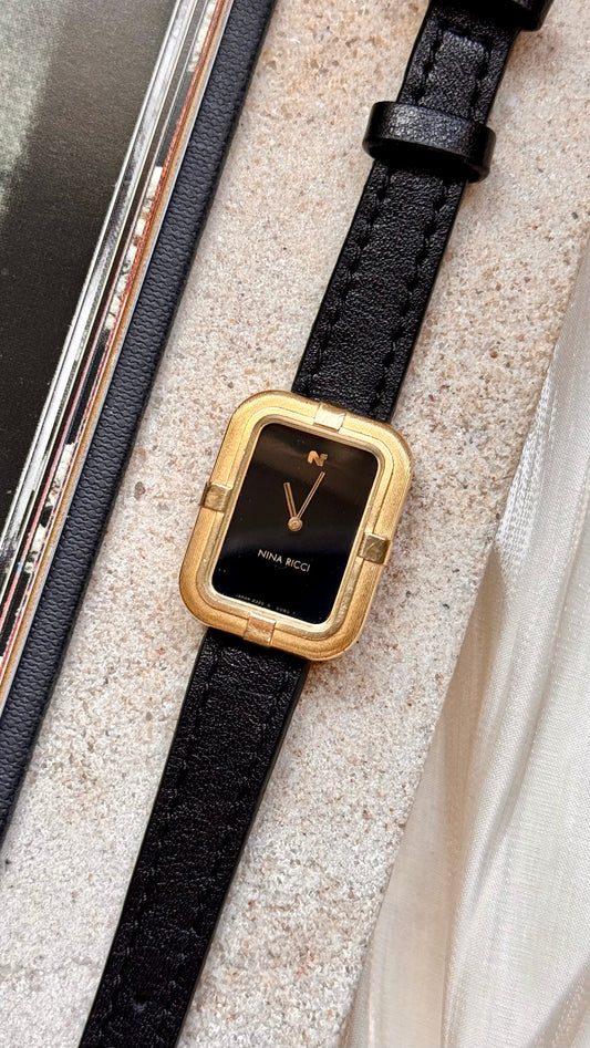 Nina Ricci vintage watch - gold plated & genuine leather