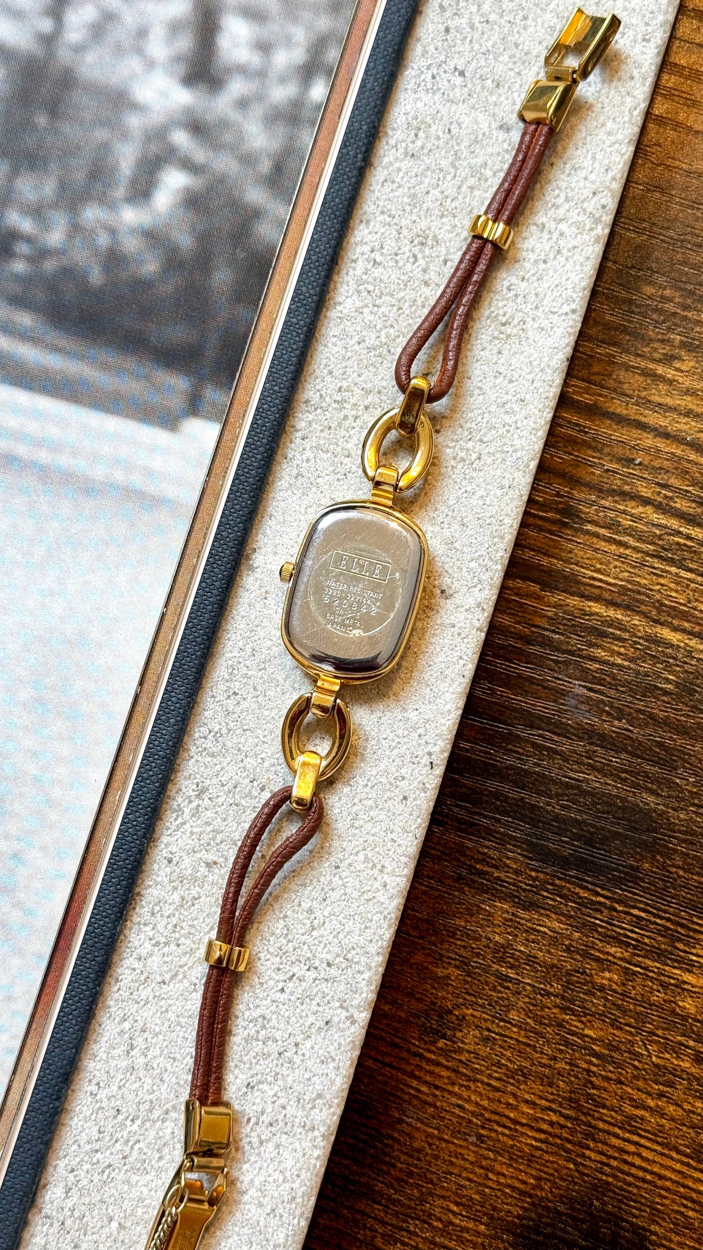 Elle Paris Vintage Watch 1990s - 18ct Gold Plated, Double Core Strap