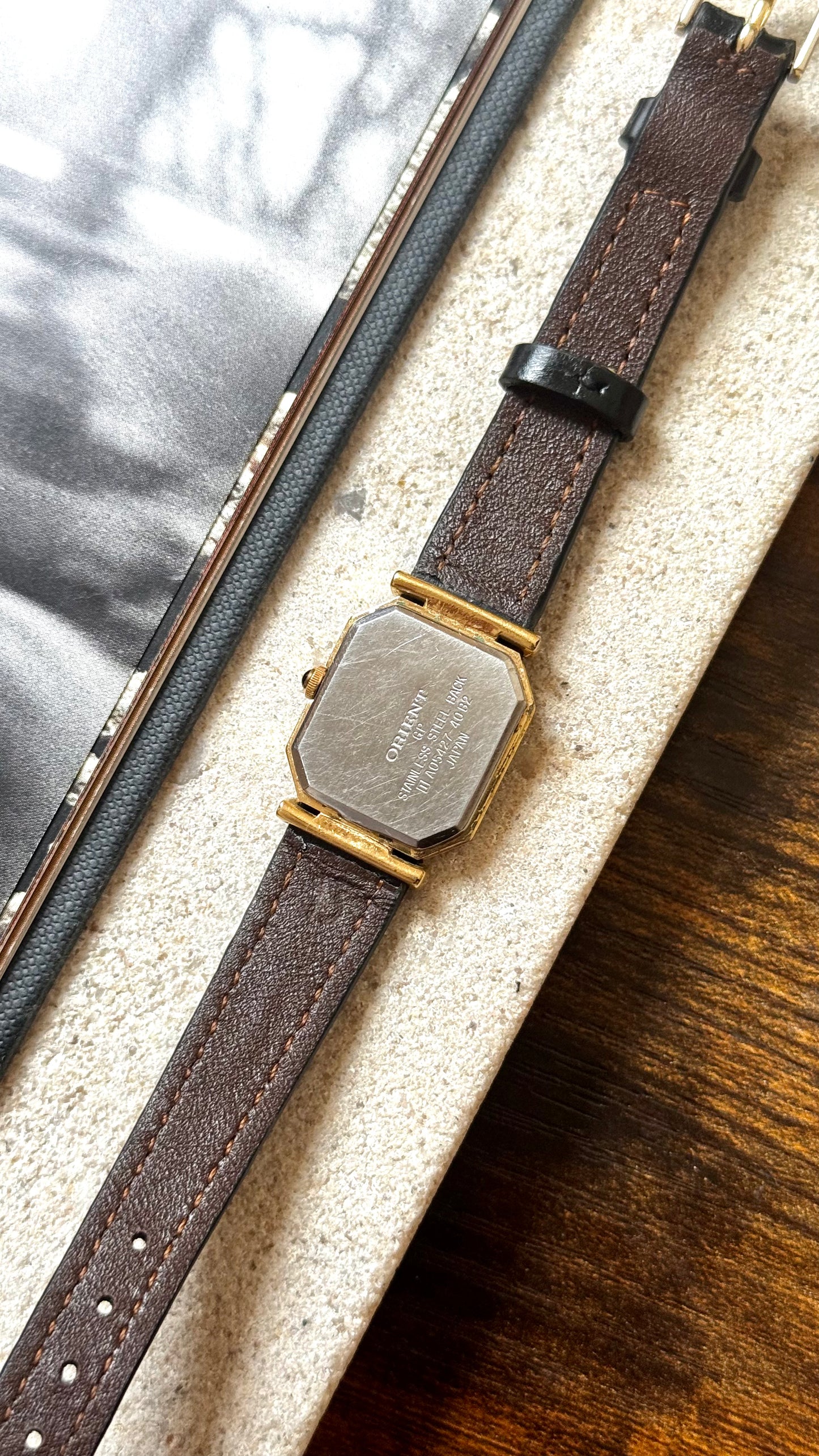 ORIENT Vintage Watch 1980s - Gold plated, enameled case