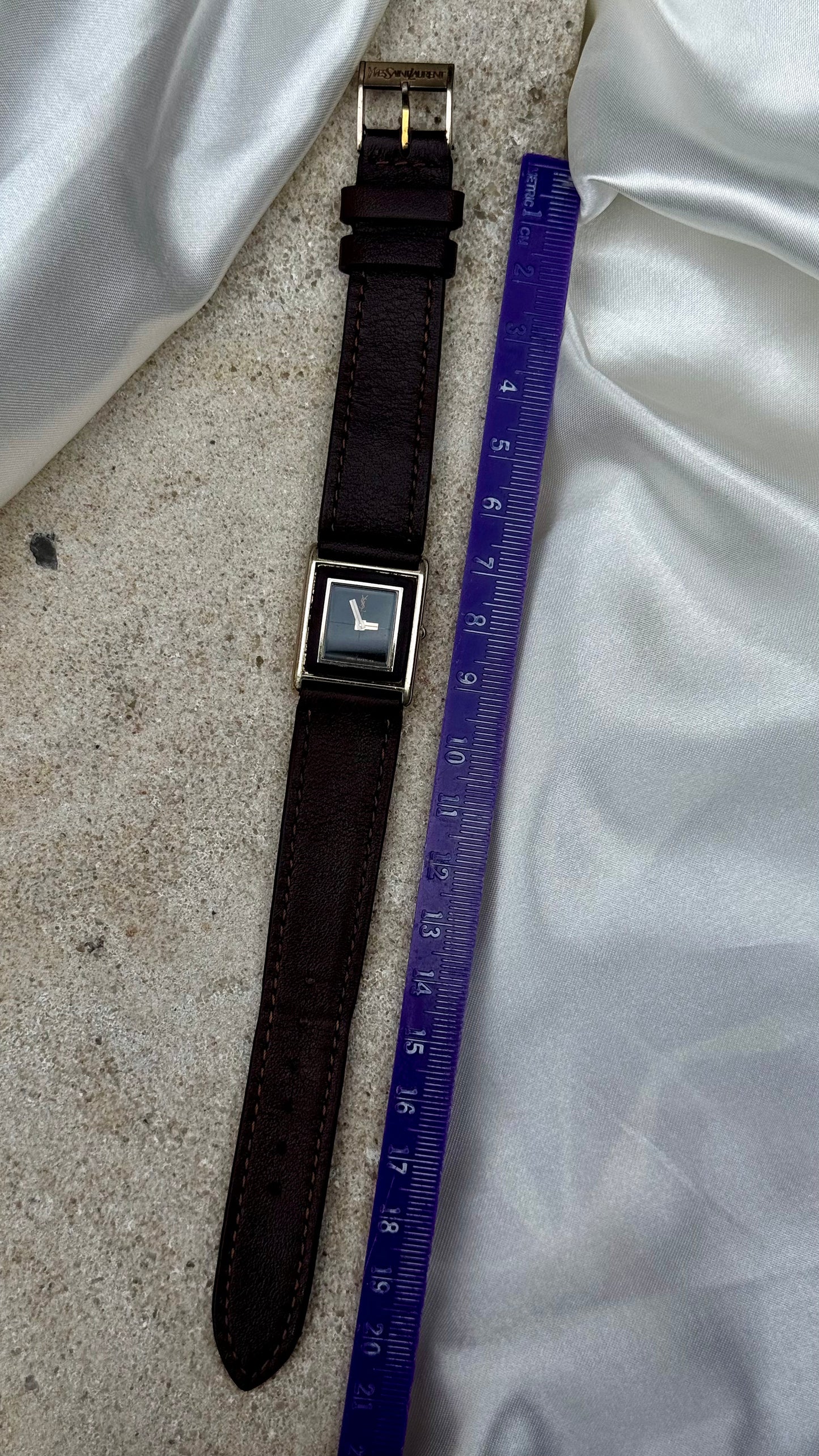Yves Saint Laurent vintage tank watch (YSL) 1980s - Bespoke genuine leather