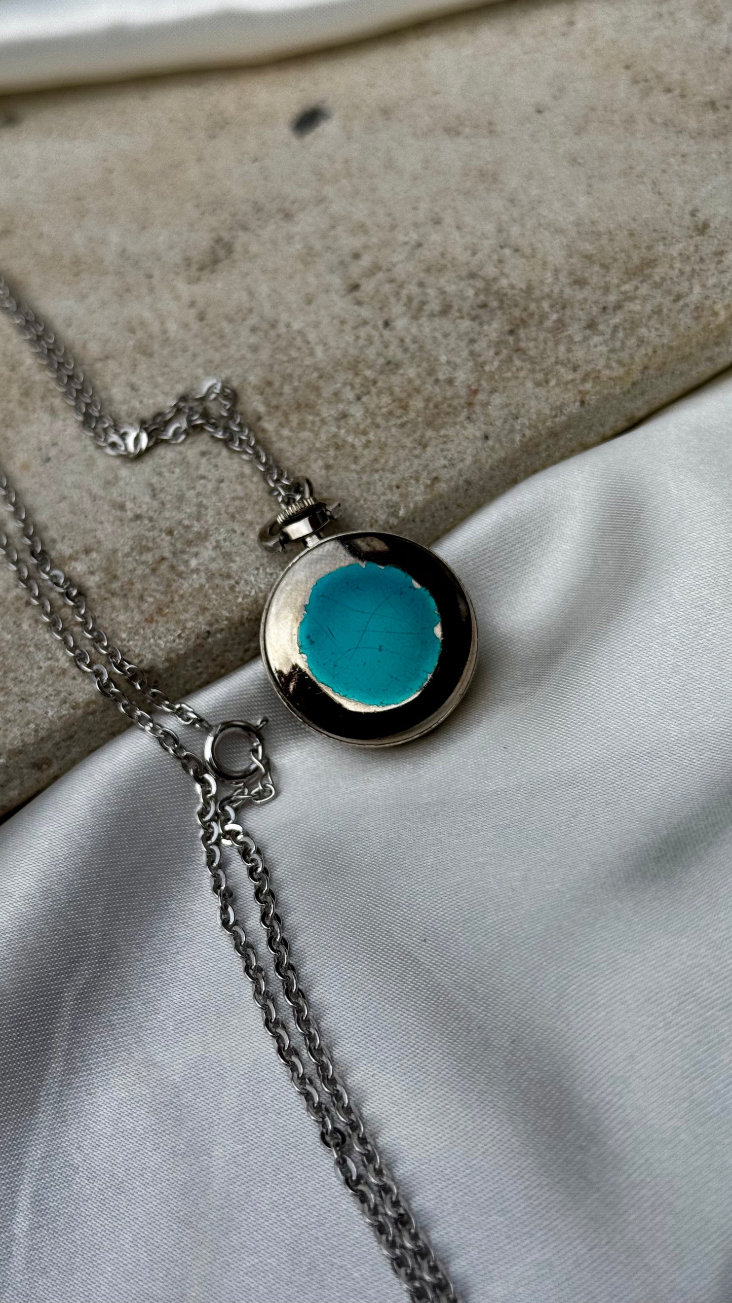 Art Deco Seiko Pendant Watch 1970s - White Gold Plated