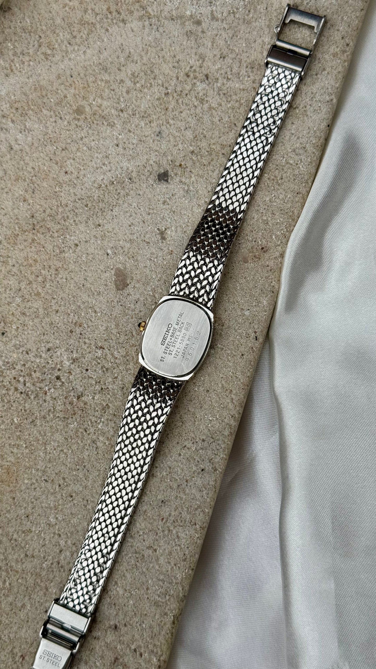 1999 Vintage Seiko Exceline Watch - woven bracelet, gold plated