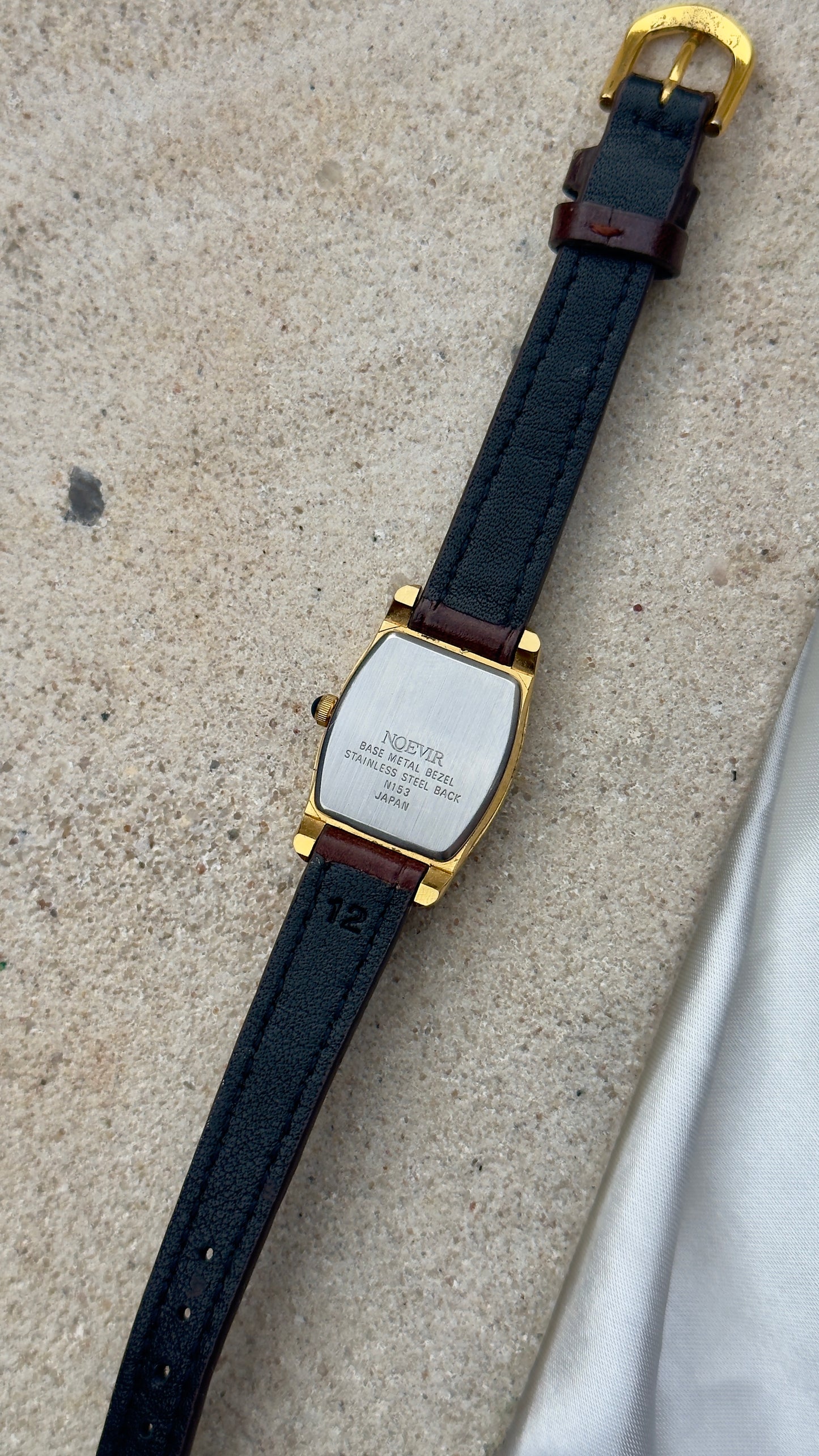 Vintage Noevir Watch 1990s - Handmade Genuine Leather