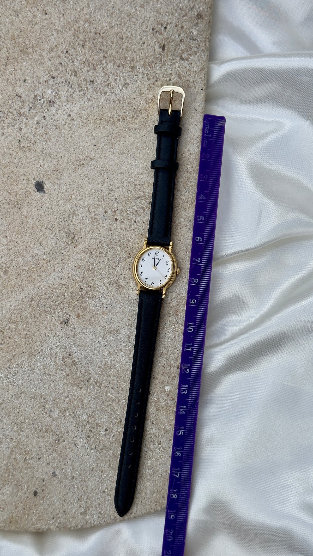 Near Mint - Vintage Seiko 1990 Watch - Gold Plated Stepped Case, handmade genuine leather