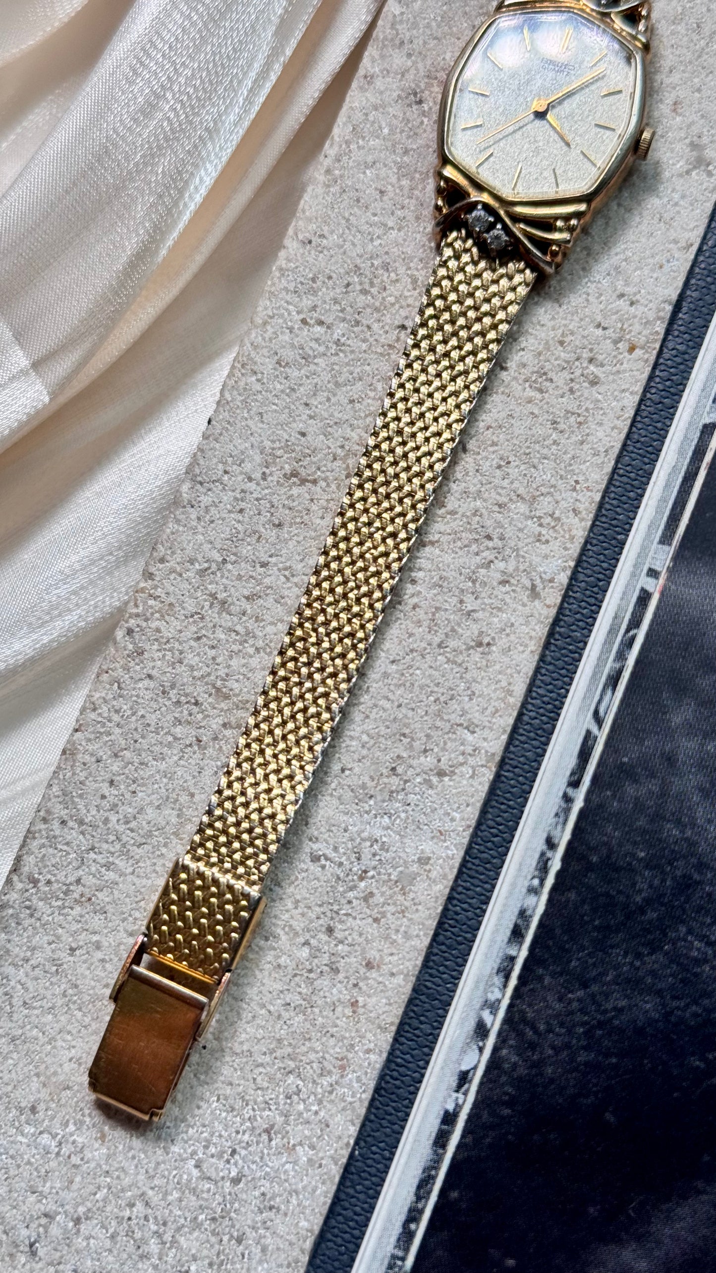 Seiko vintage watch - 18k gold plated with diamonds