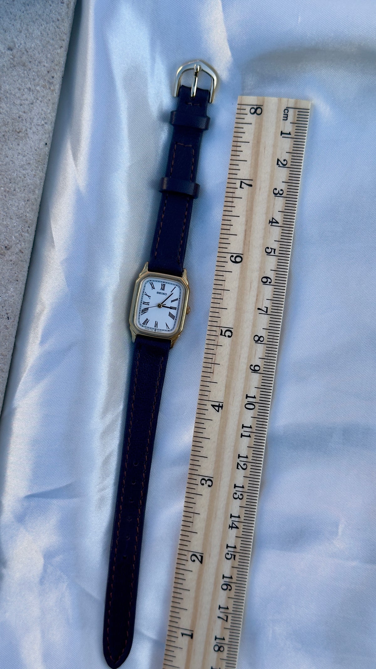 Vintage Seiko 1997 Watch - Gold Plated Case, Roman Dial, Genuine Leather