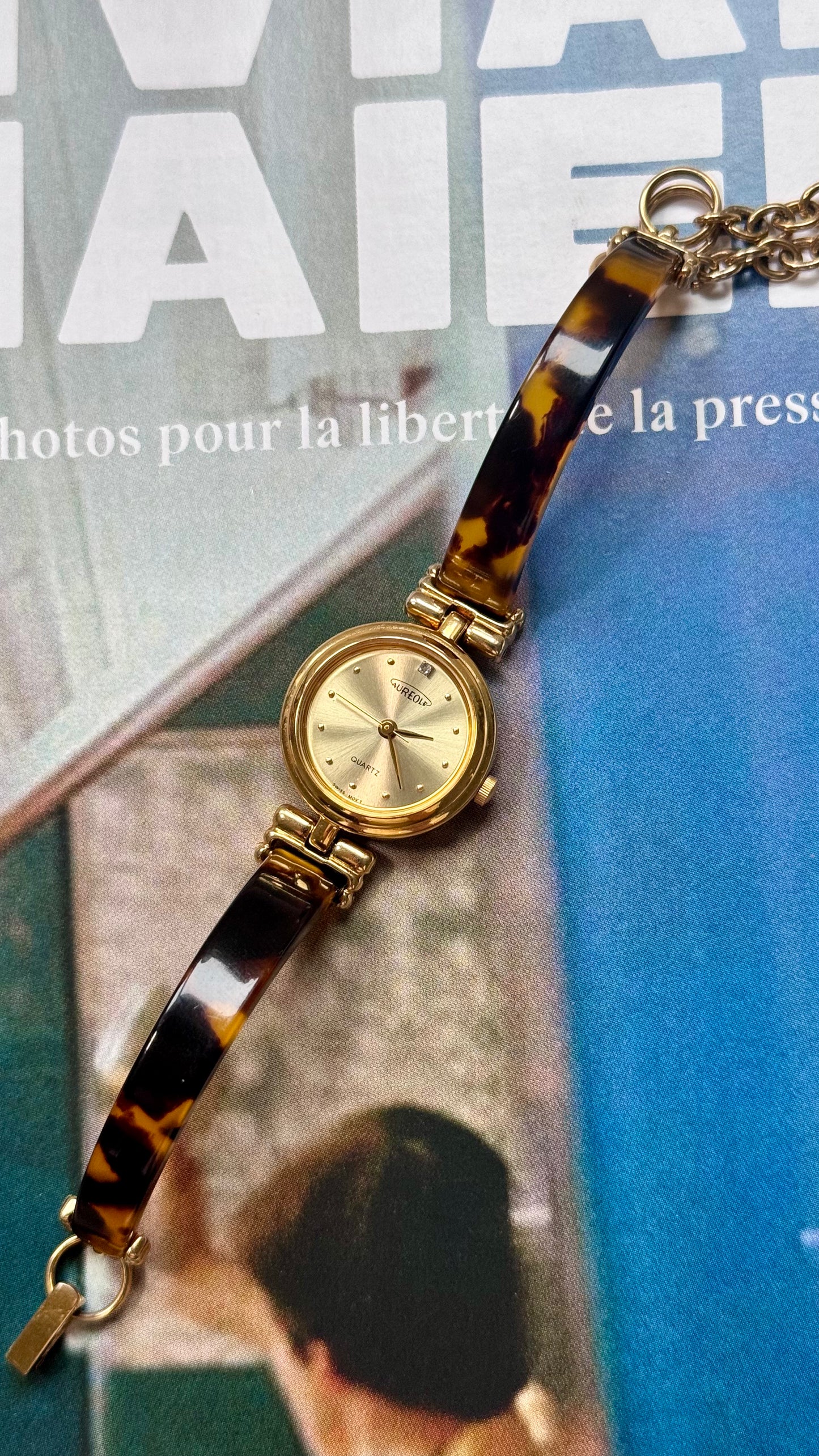 Aureole tortoiseshell inspired & gold vintage watches