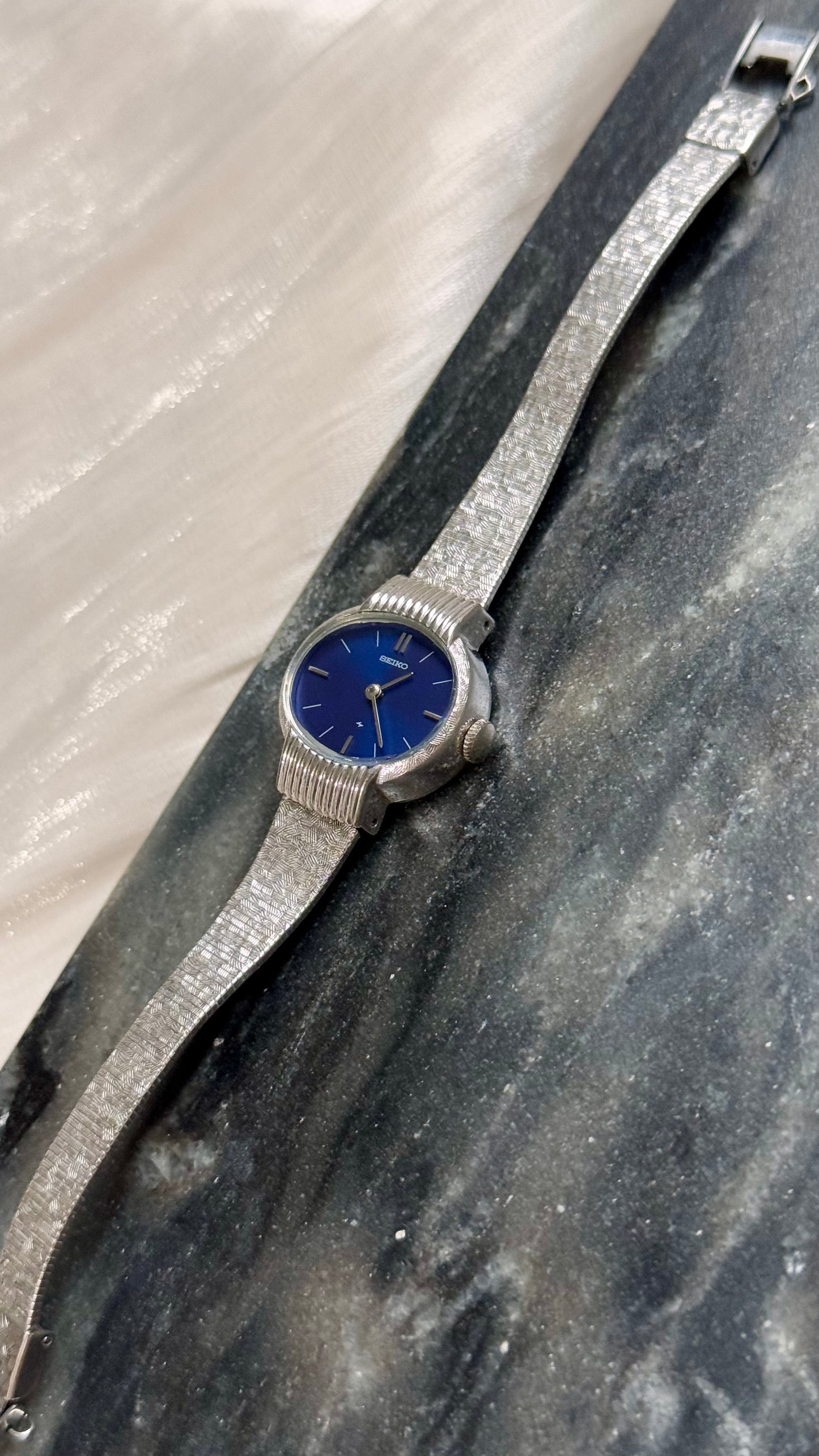 1970s Seiko Manual Wind Watch, White Gold Plated