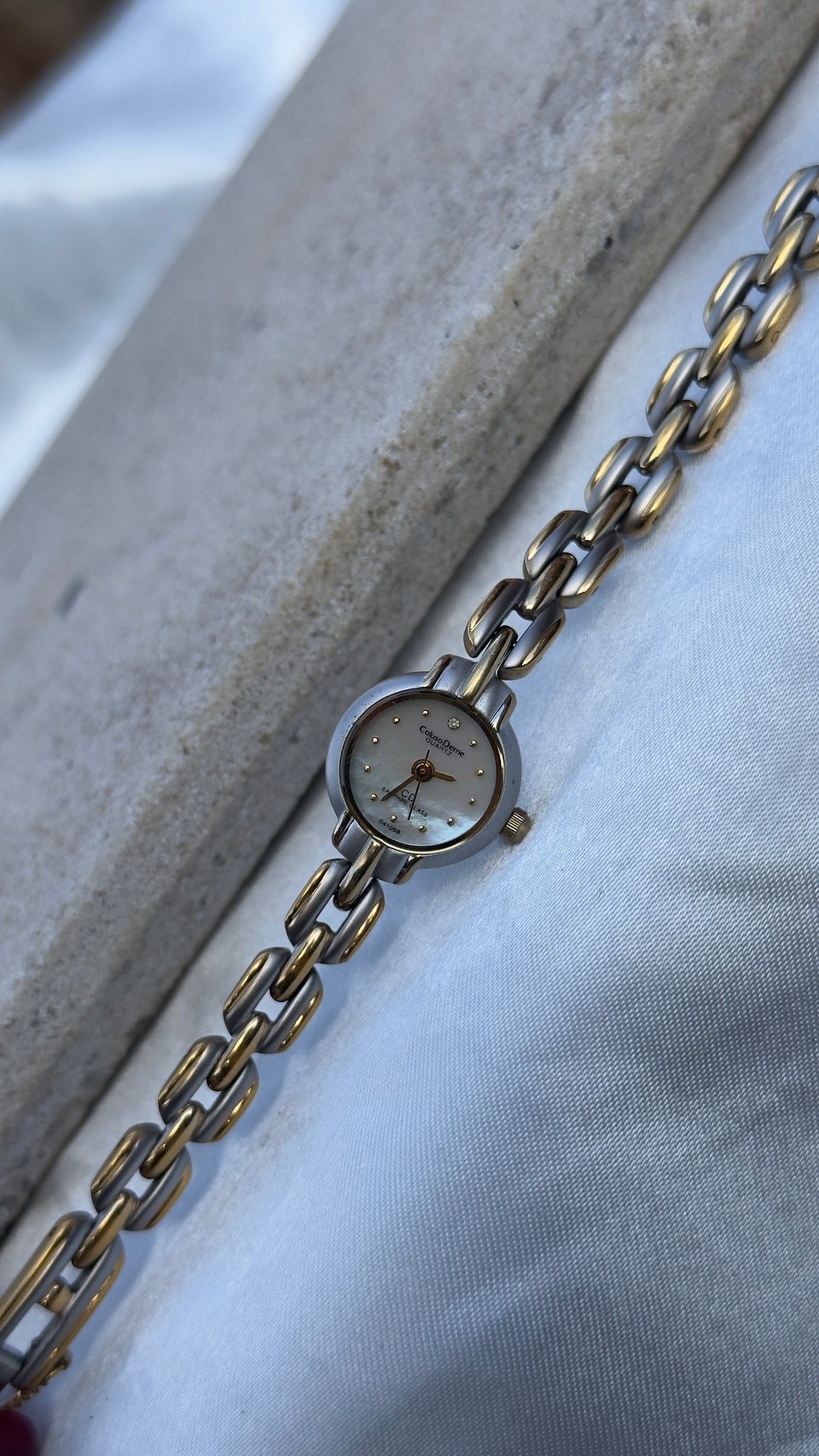 Coluso Derne Vintage Watch - Gold Plated, Mother of Pearl Dial for petite wrists