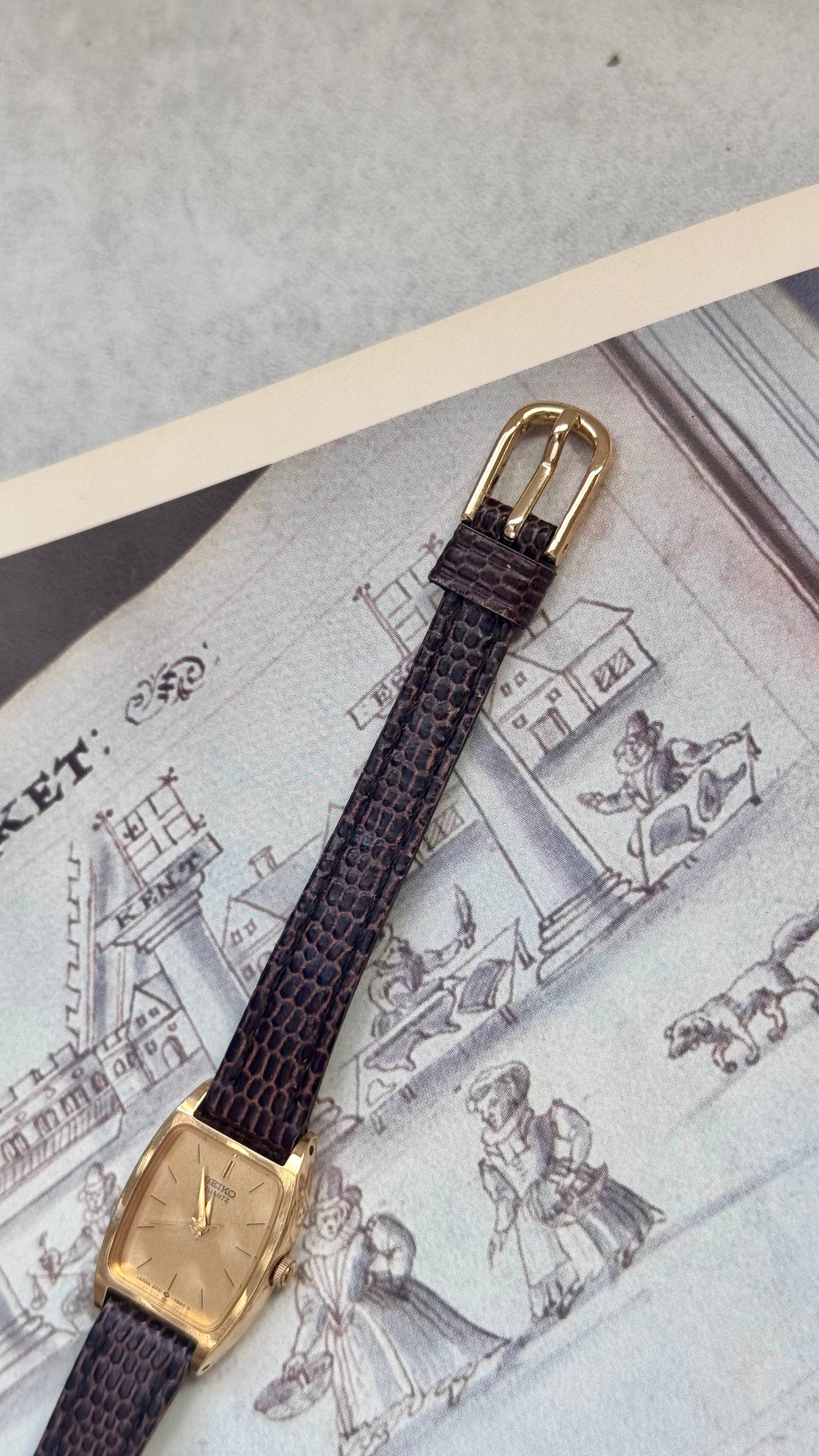 Vintage Seiko 1996 Watch - Gold Plated, Original Leather