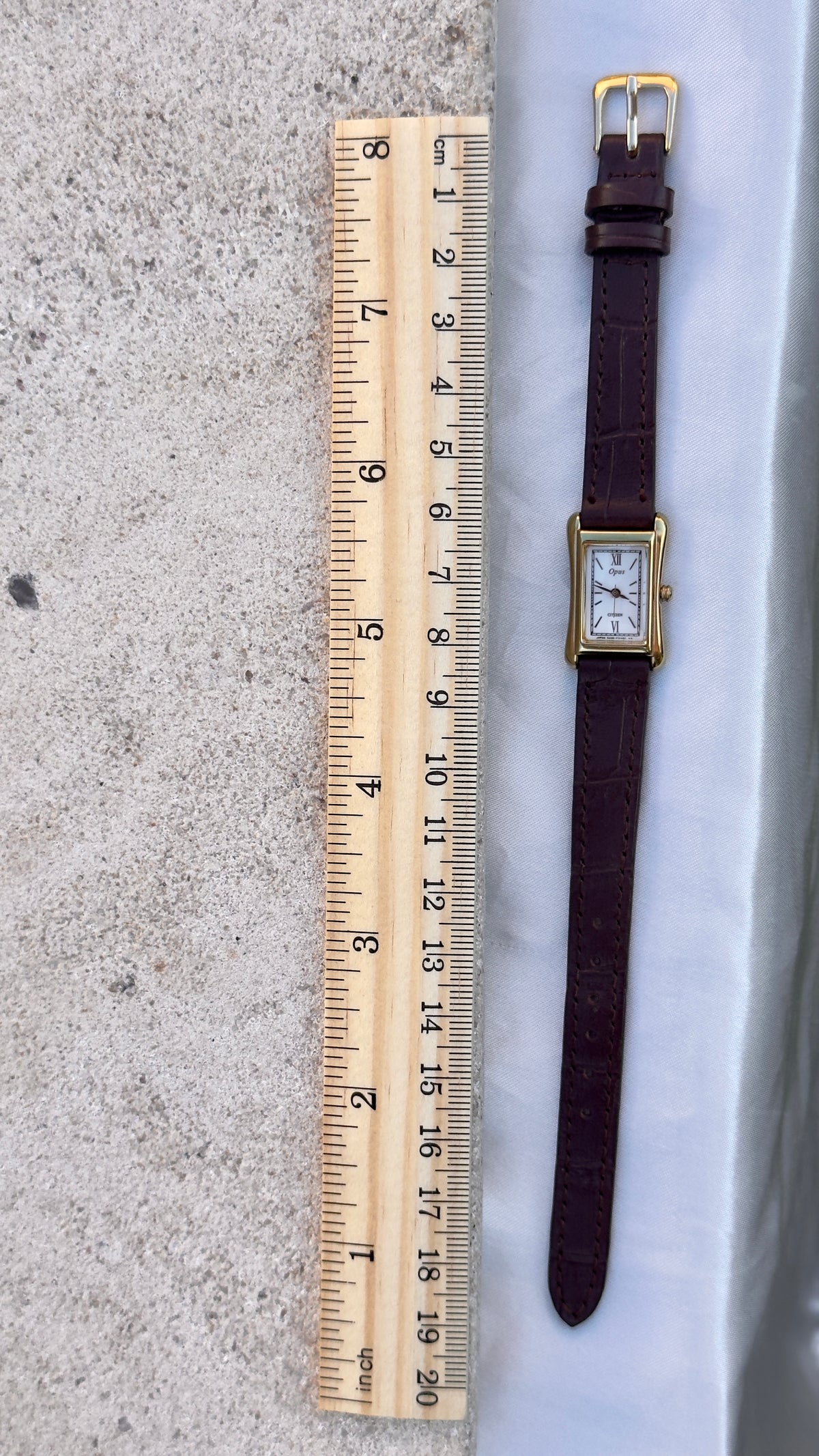 Super Rare Citizen Opus vintage tank watch 1995 - 18k Gold Plate, Bespoke Leather