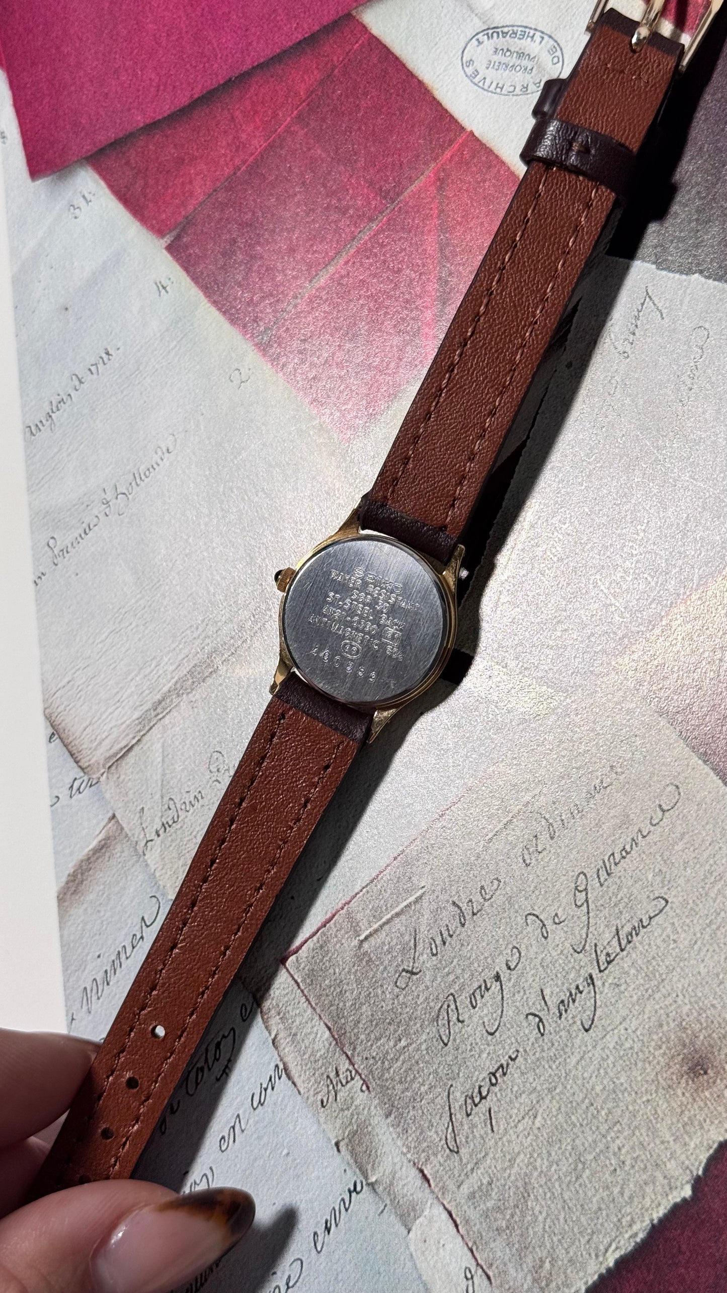 Vintage Seiko Exceline 1994 Watch - 30 Micron Gold Plated, Champaign Dial, Bespoke Leather