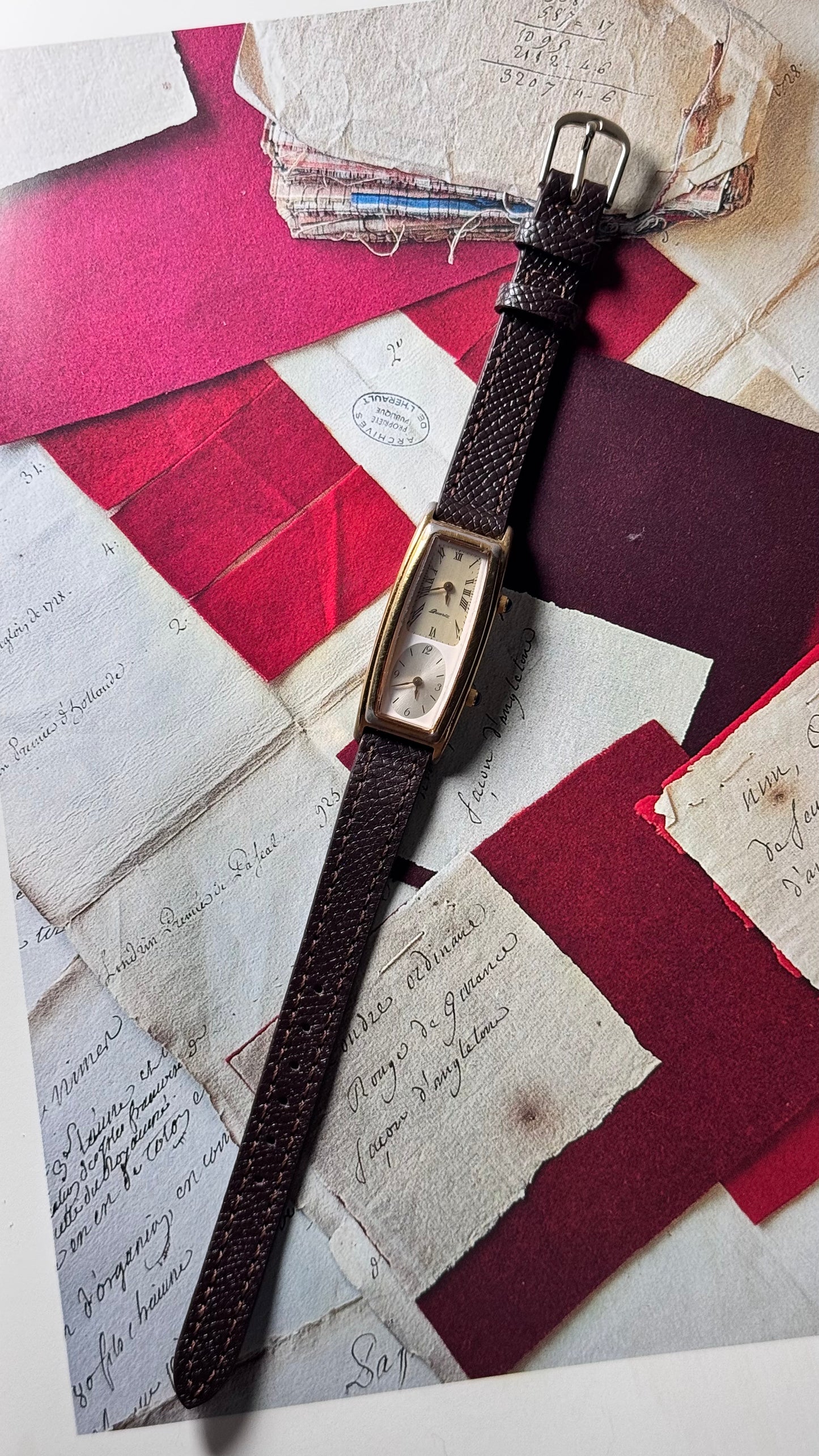 Vintage Citizen Noevir Dual Time Watch, Bespoke Leather