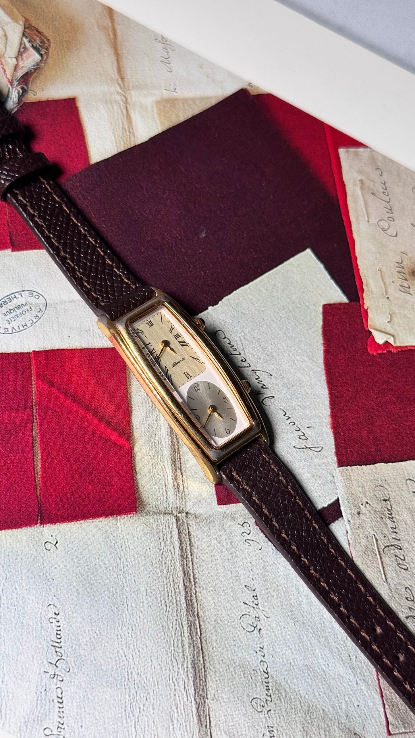 Vintage Citizen Noevir Dual Time Watch, Bespoke Leather