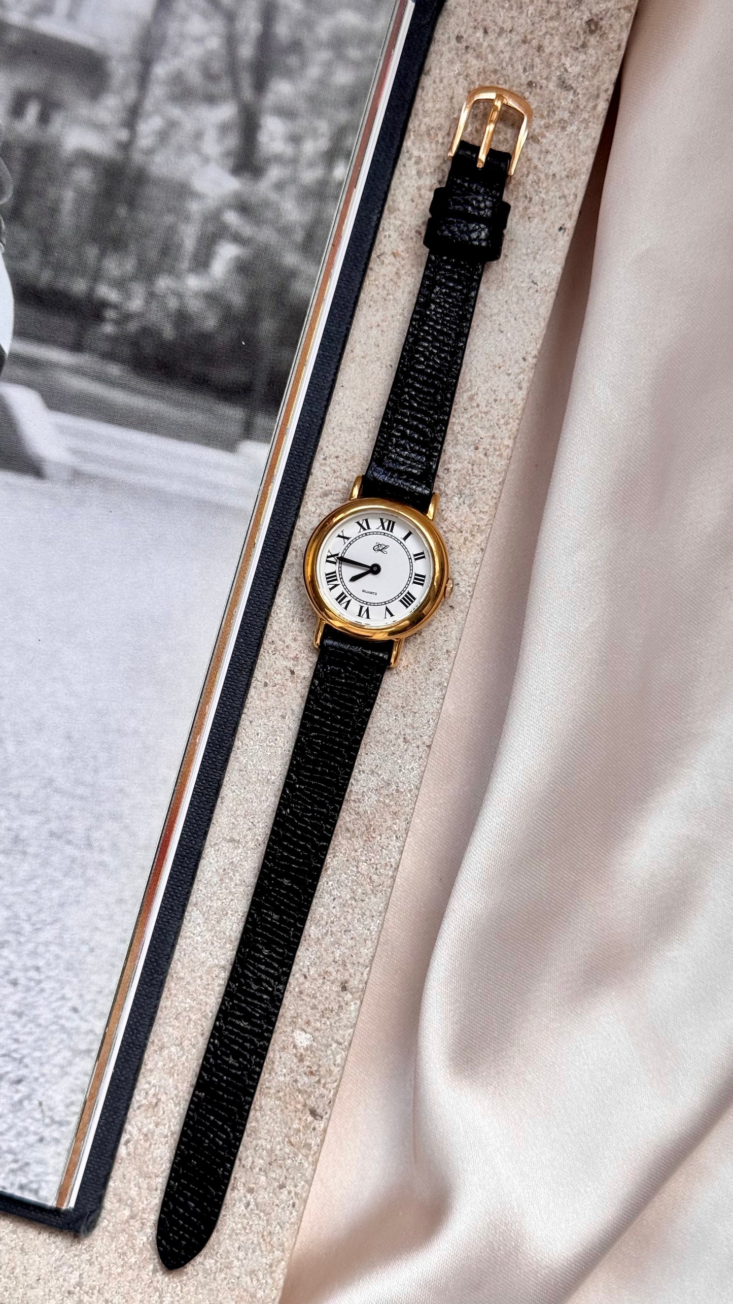 Estee Lauder vintage watch - Roman numerals, gold plated