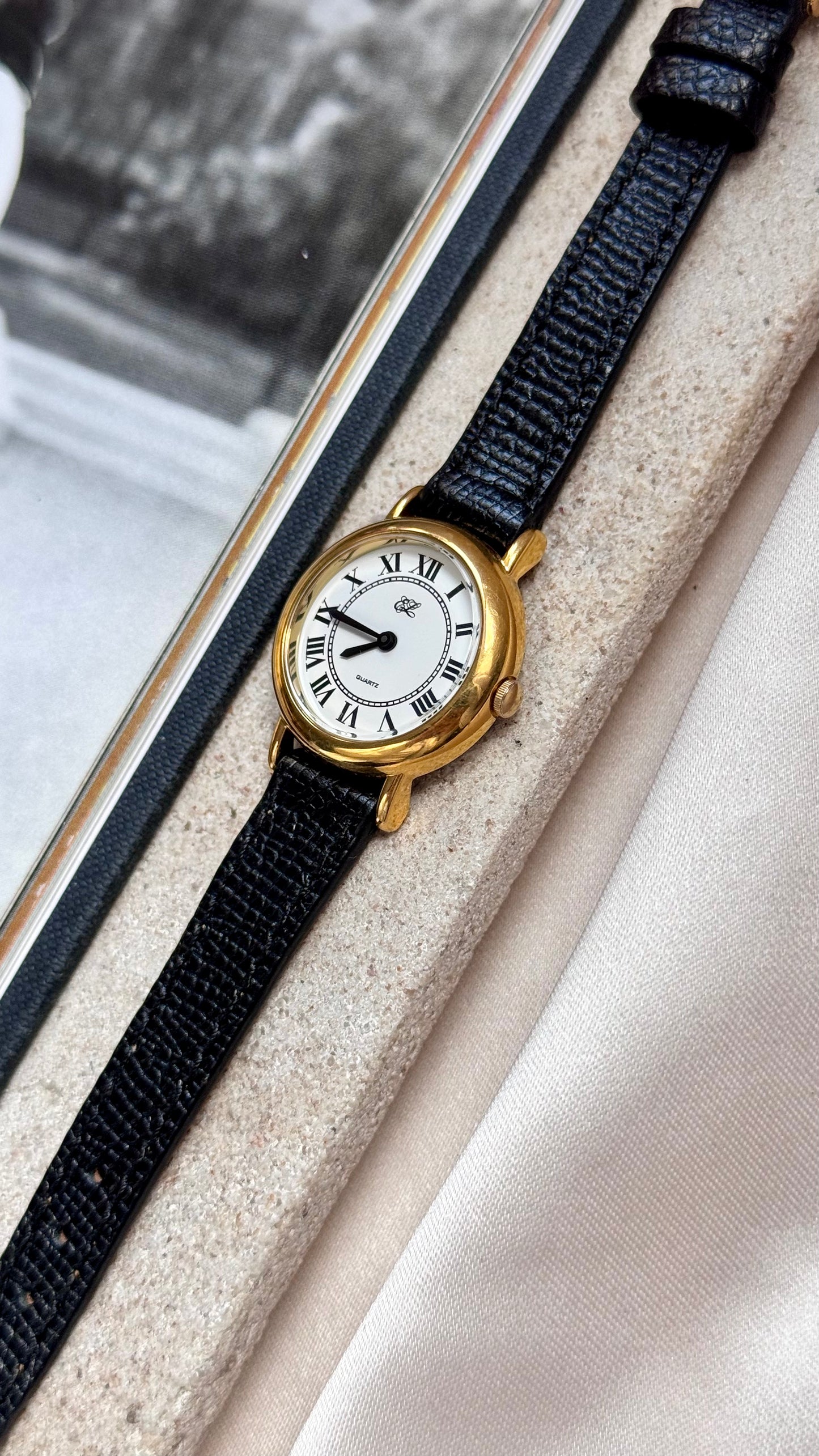 Estee Lauder vintage watch - Roman numerals, gold plated
