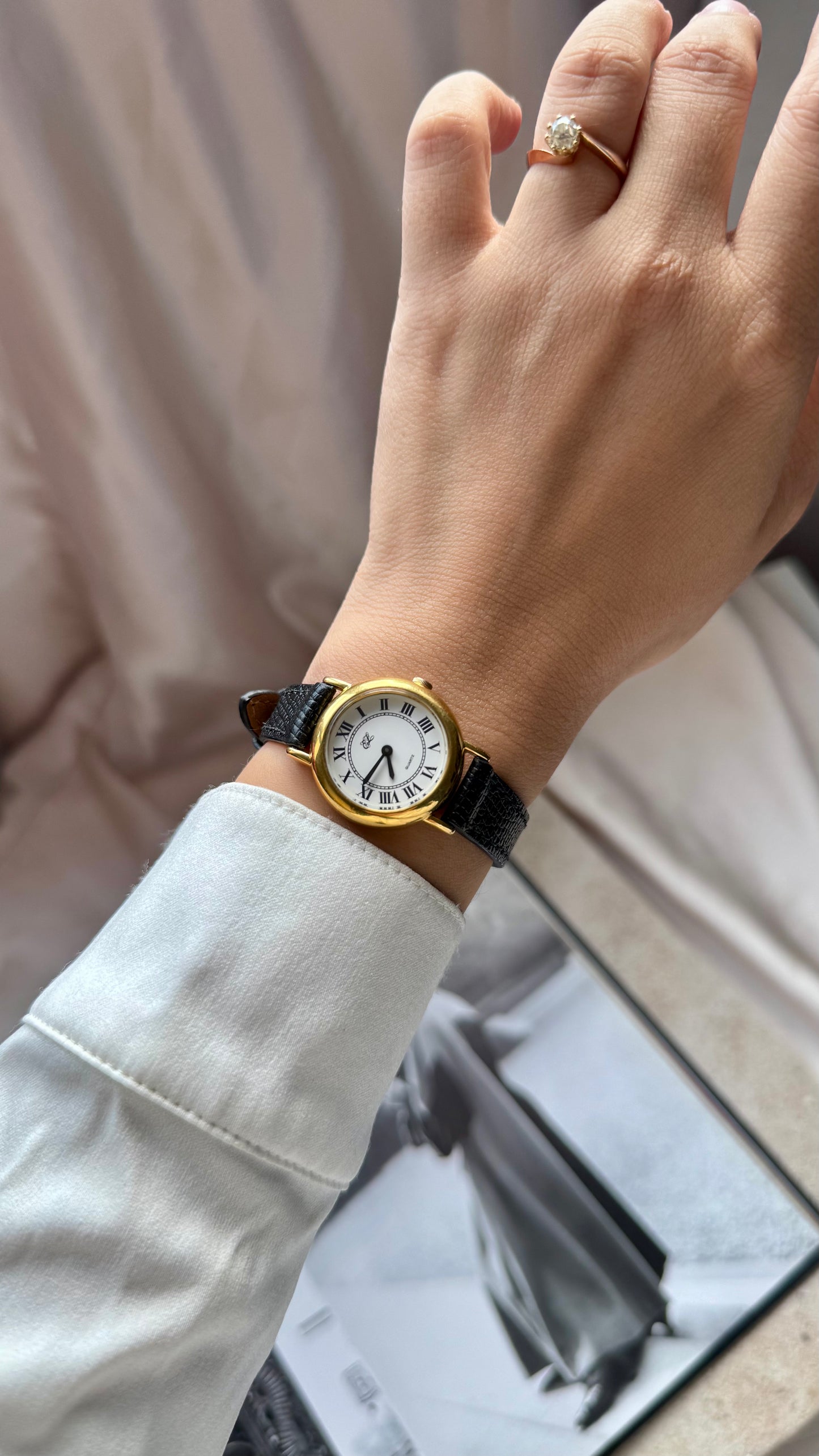 Estee Lauder vintage watch - Roman numerals, gold plated