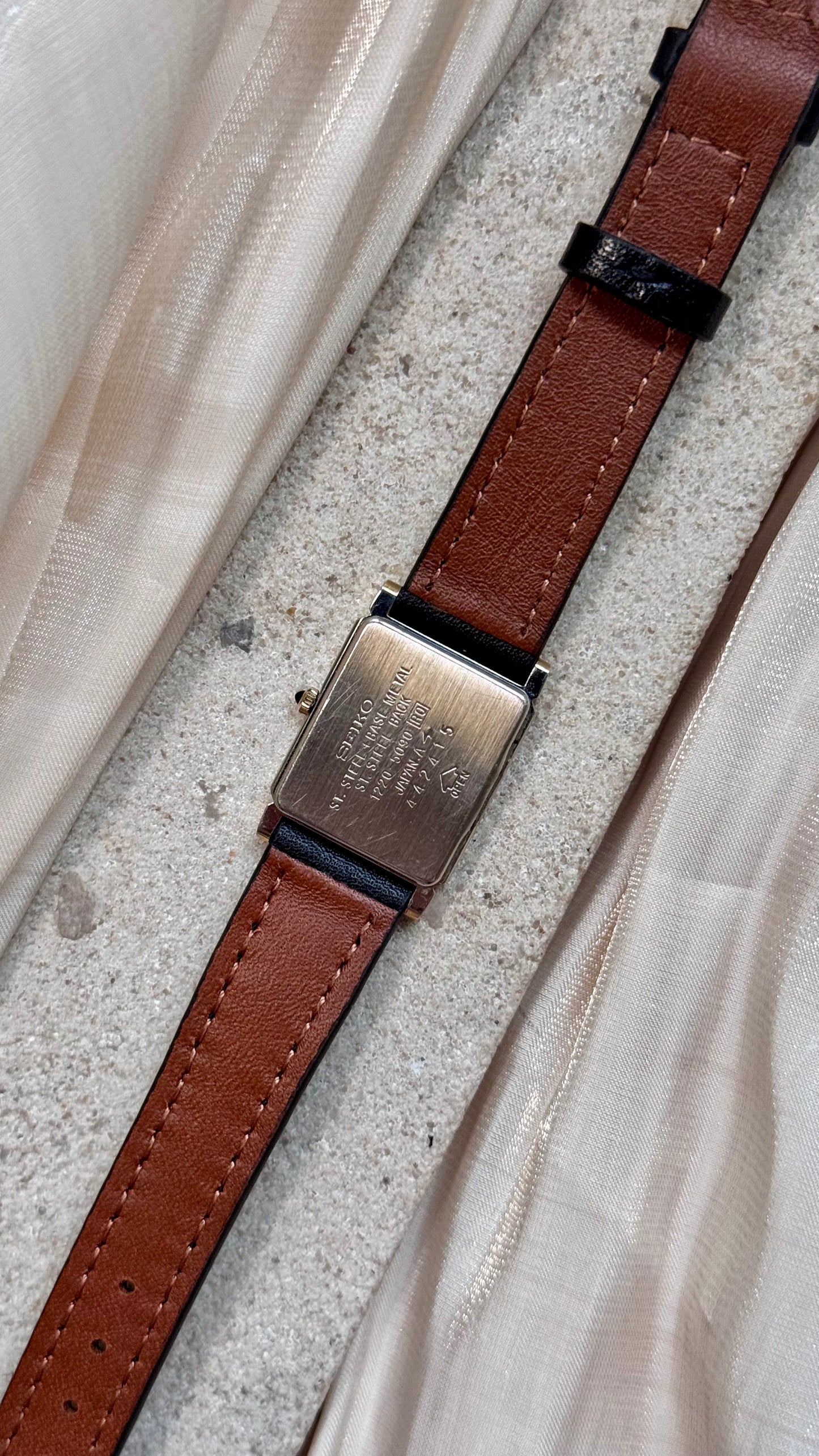 Vintage Seiko Exceline Tank Watch 1994 - Gold Plated With Sunburst Dial