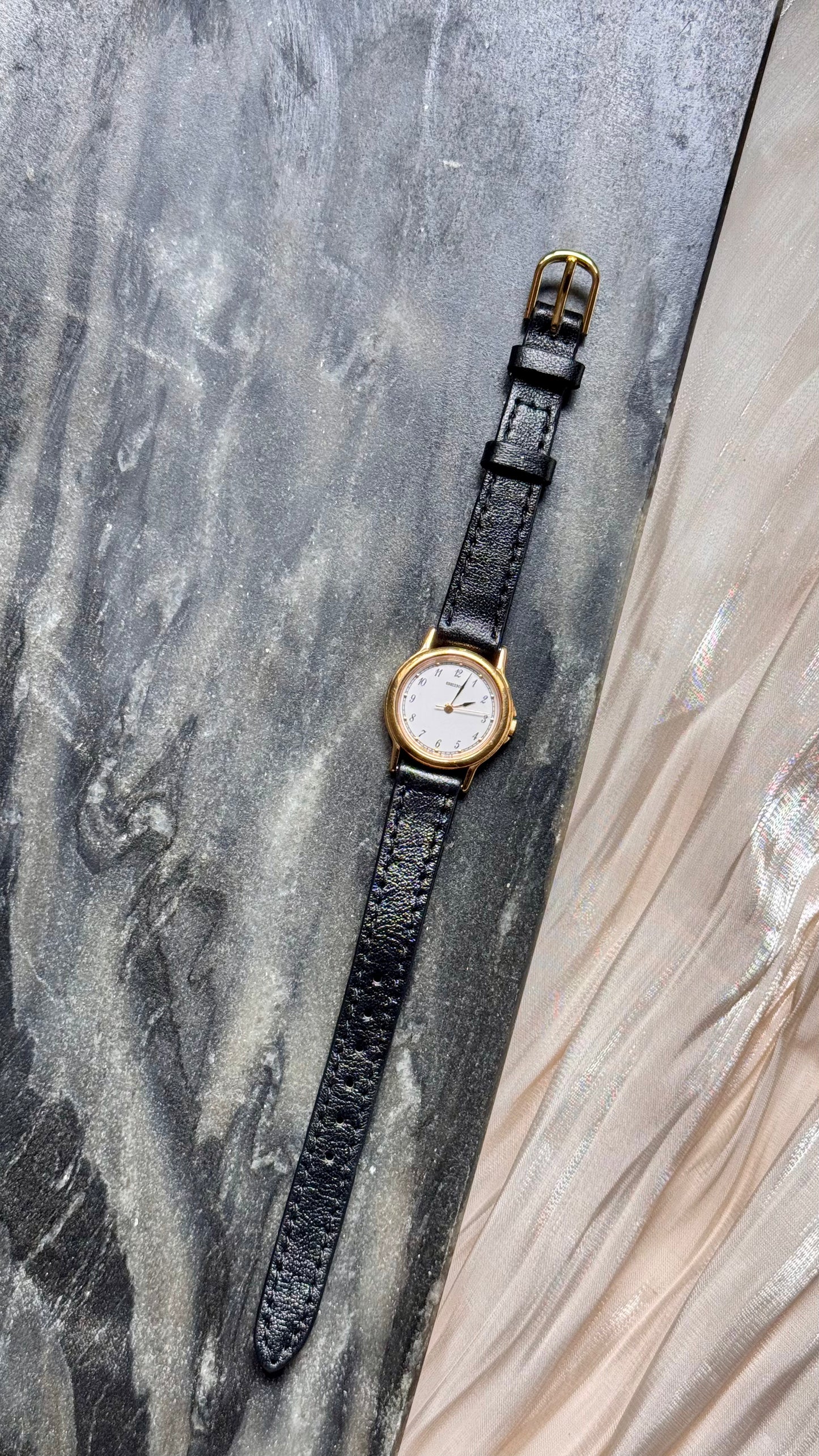 Seiko vintage watch 1998 - 18ct Gold Plated, Bespoke Genuine Leather