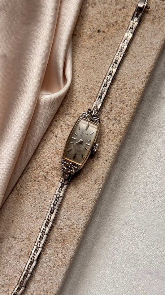 Seiko vintage watch - white gold plated case with melee diamonds