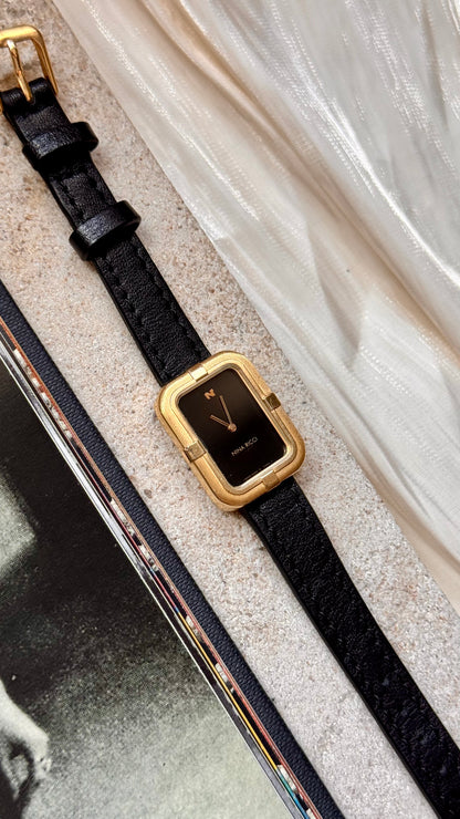 Nina Ricci vintage watch - gold plated & genuine leather