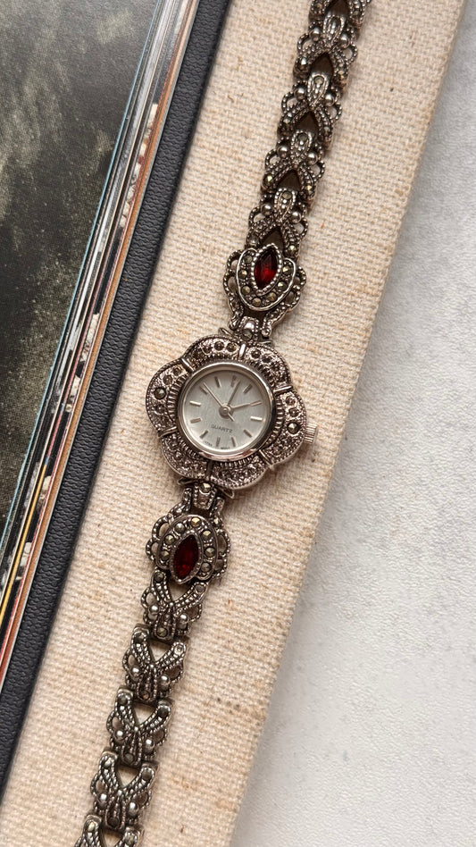 Avon vintage watch - silver with marcasite