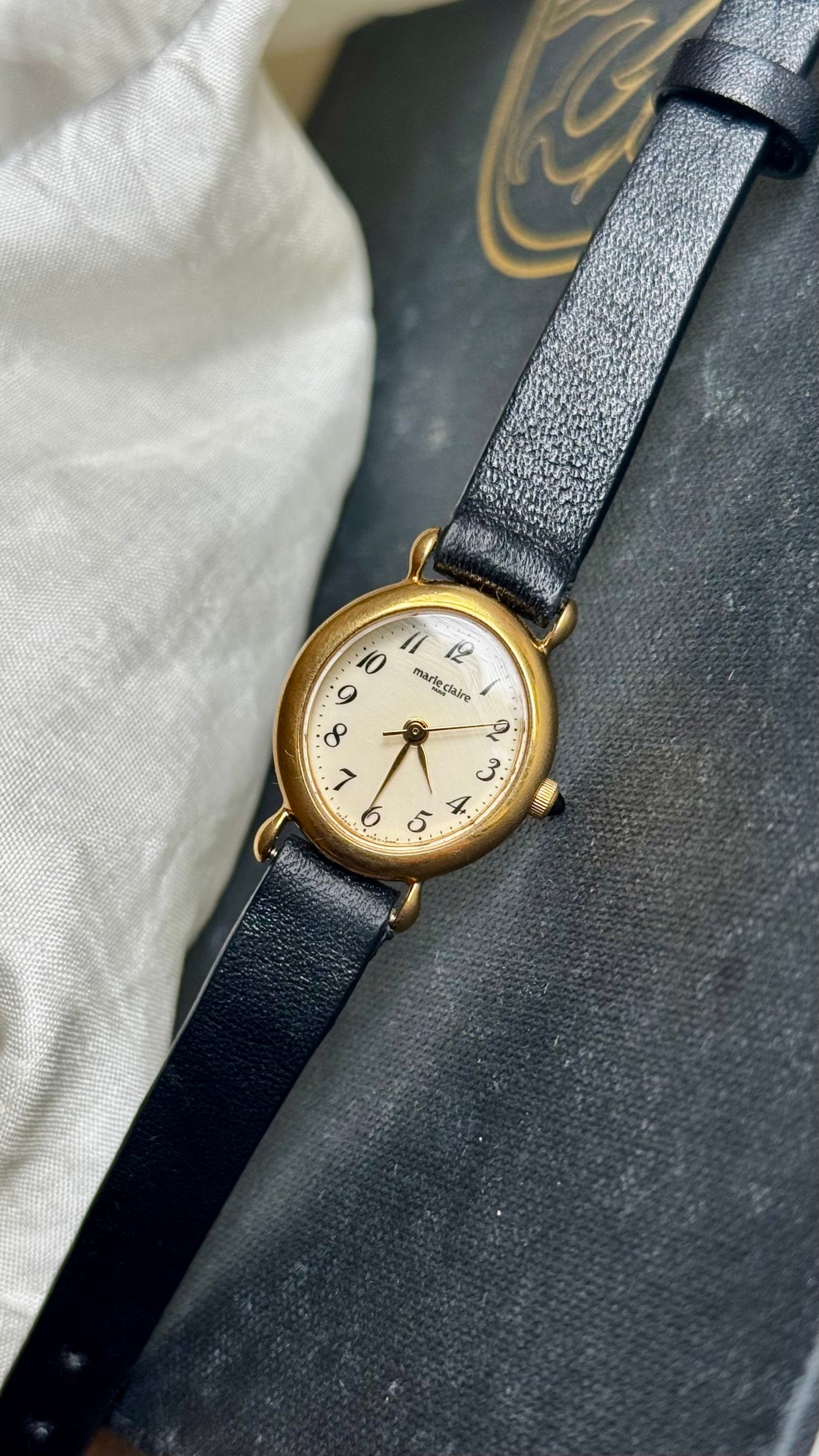 Marie Claire Vintage Watch 1990s - Bespoke Leather, Gold Plated