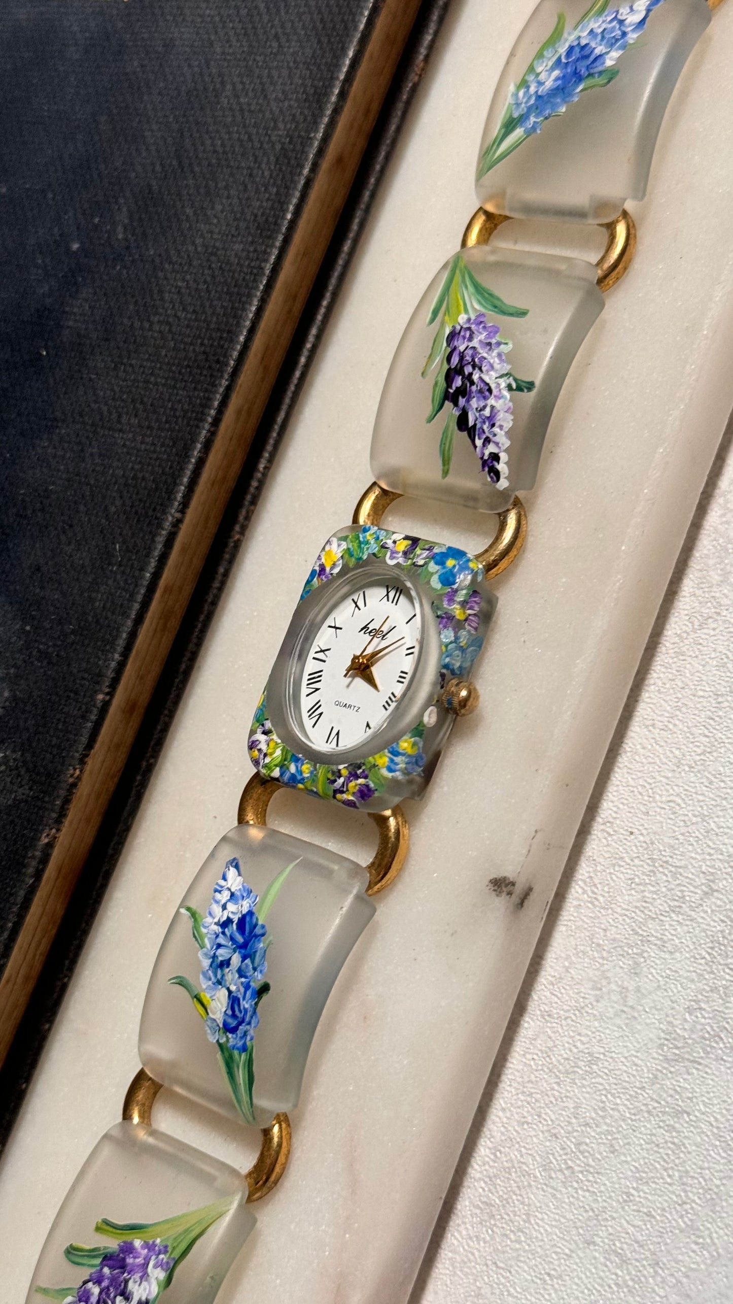 Art deco hand painted vintage watch