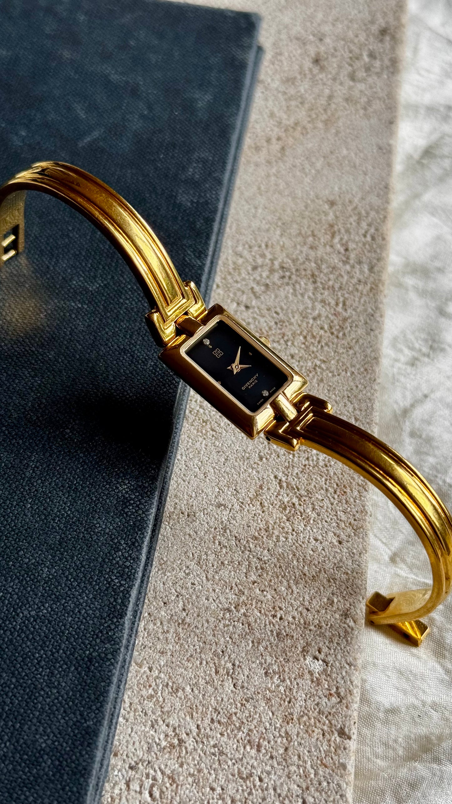 Vintage Givenchy Bangle Watch 1990s - Gold Plated