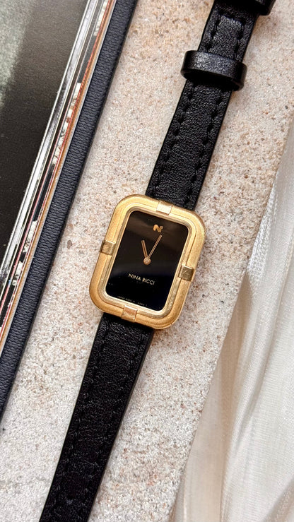 Nina Ricci vintage watch - gold plated & genuine leather