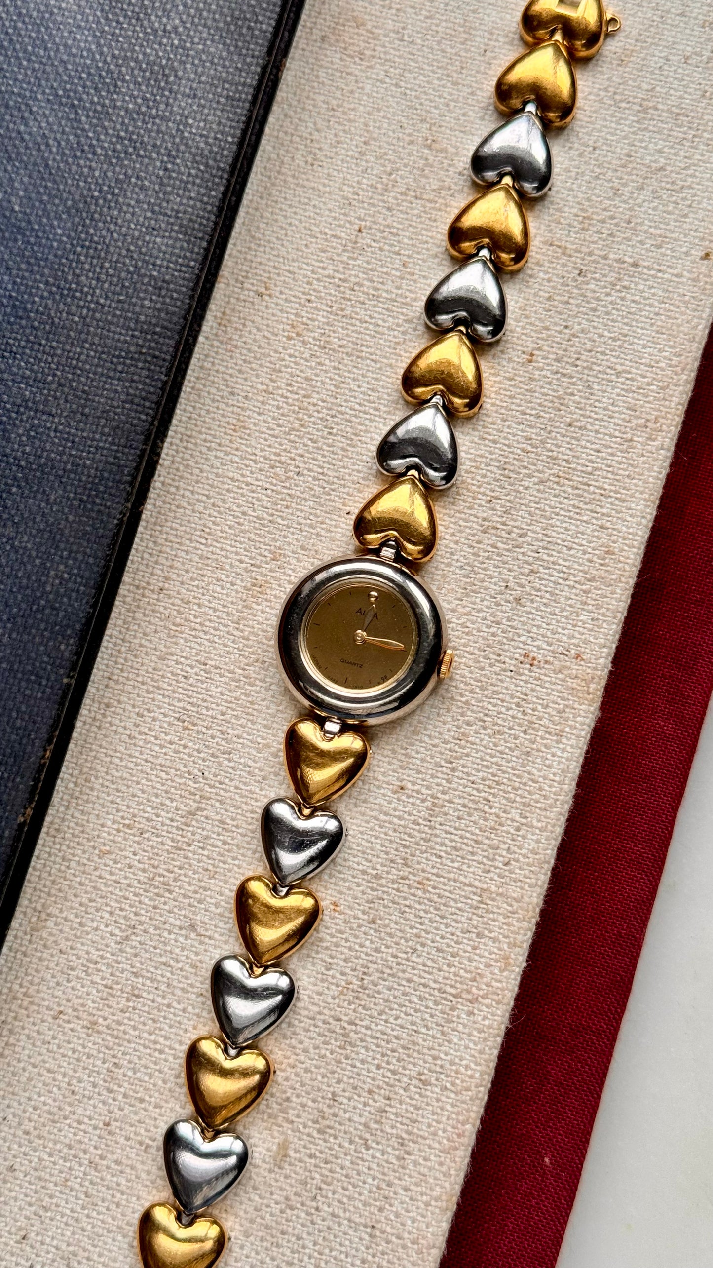 Seiko Alba vintage watch heart bracelet