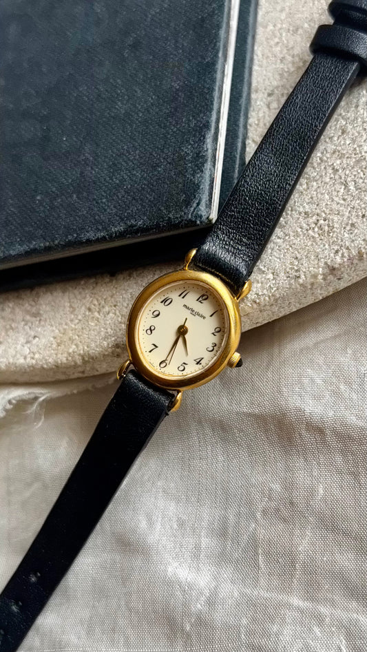 Marie Claire Vintage Watch 1990s - Bespoke Leather, Gold Plated