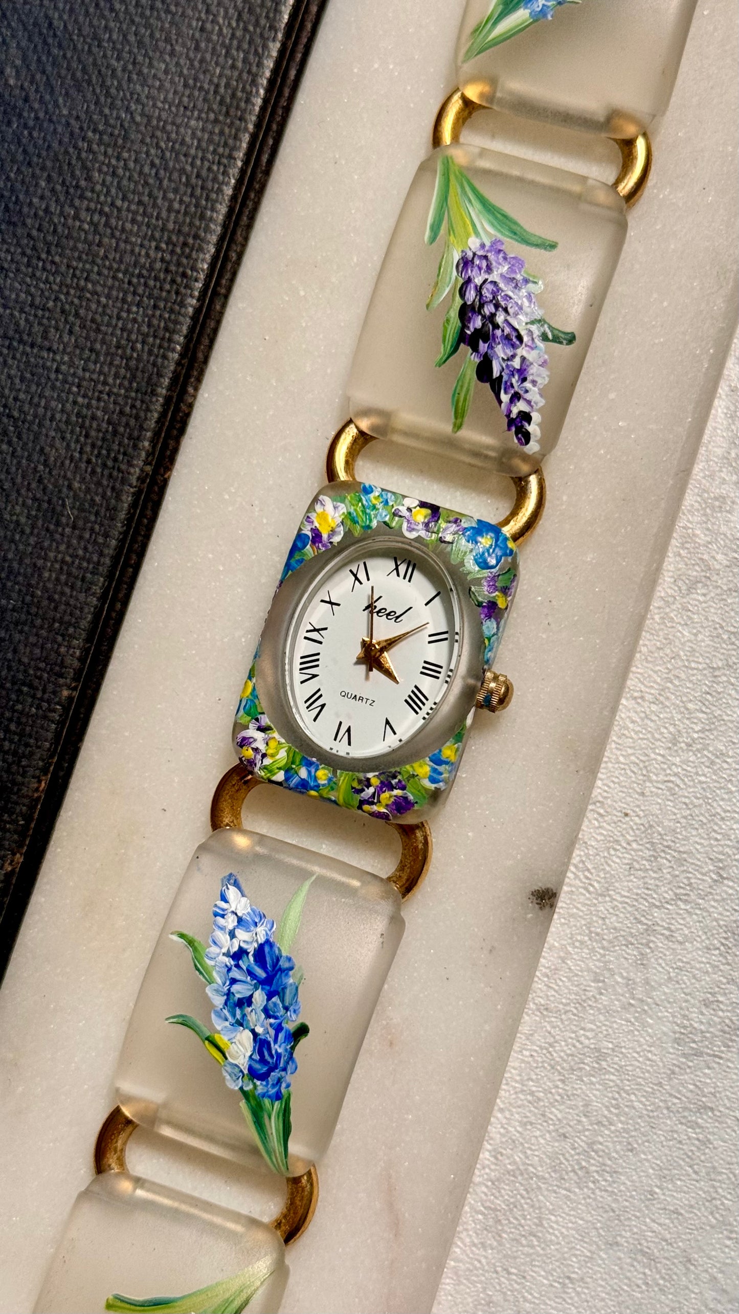 Art deco hand painted vintage watch