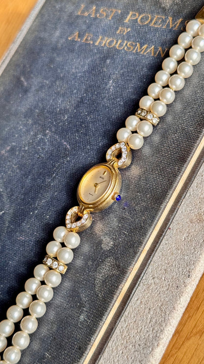 Avon vintage watch - faux pearl bracelet