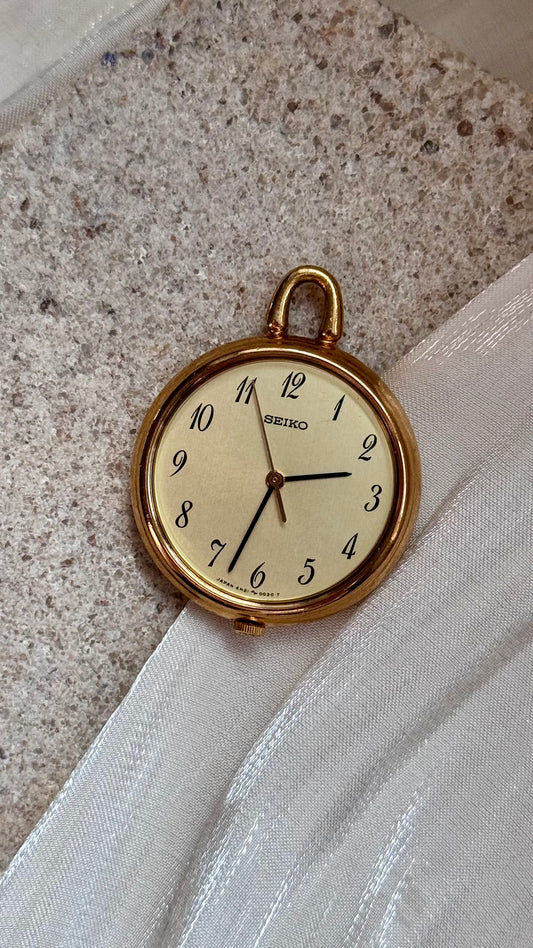 Seiko vintage pocket watch, can be worn as a pendant - gold plated