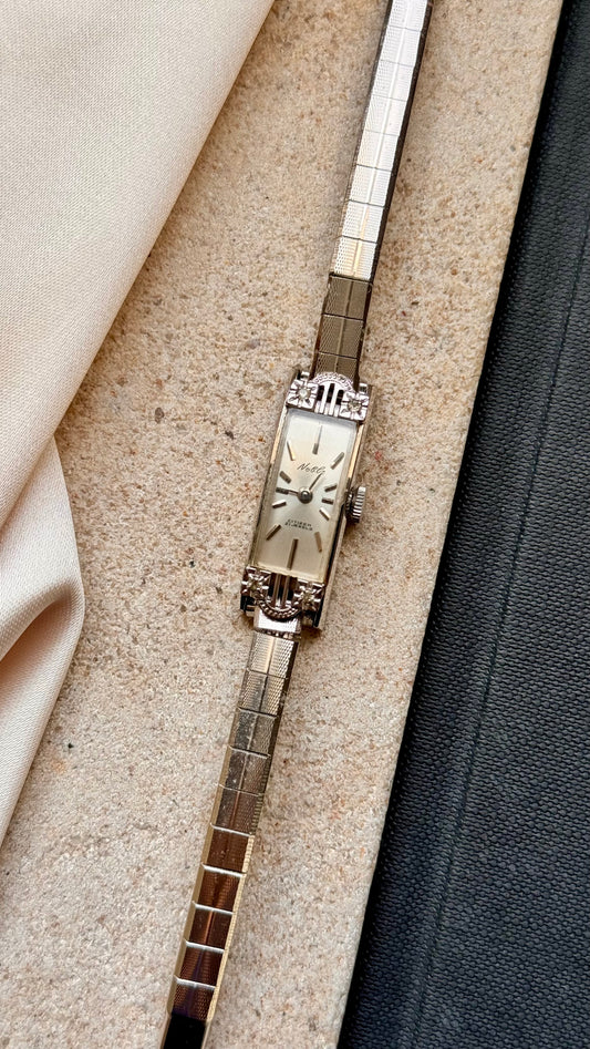 Citizen vintage watch - white gold plated case with melee diamonds