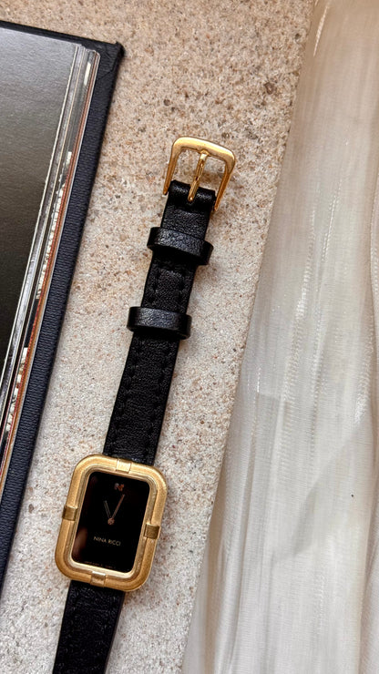 Nina Ricci vintage watch - gold plated & genuine leather