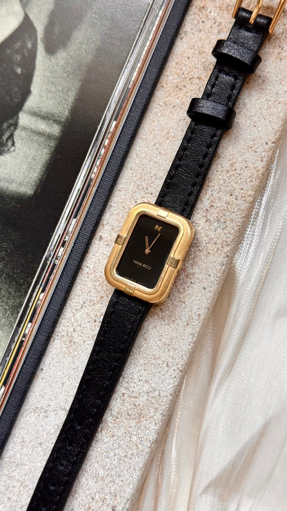Nina Ricci vintage watch - gold plated & genuine leather