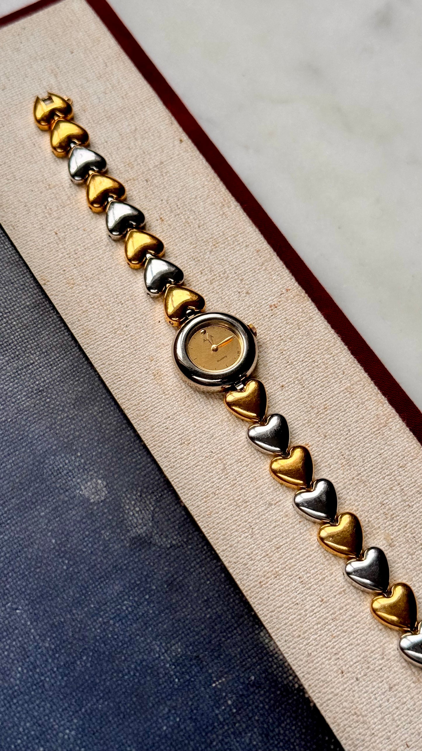 Seiko Alba vintage watch heart bracelet