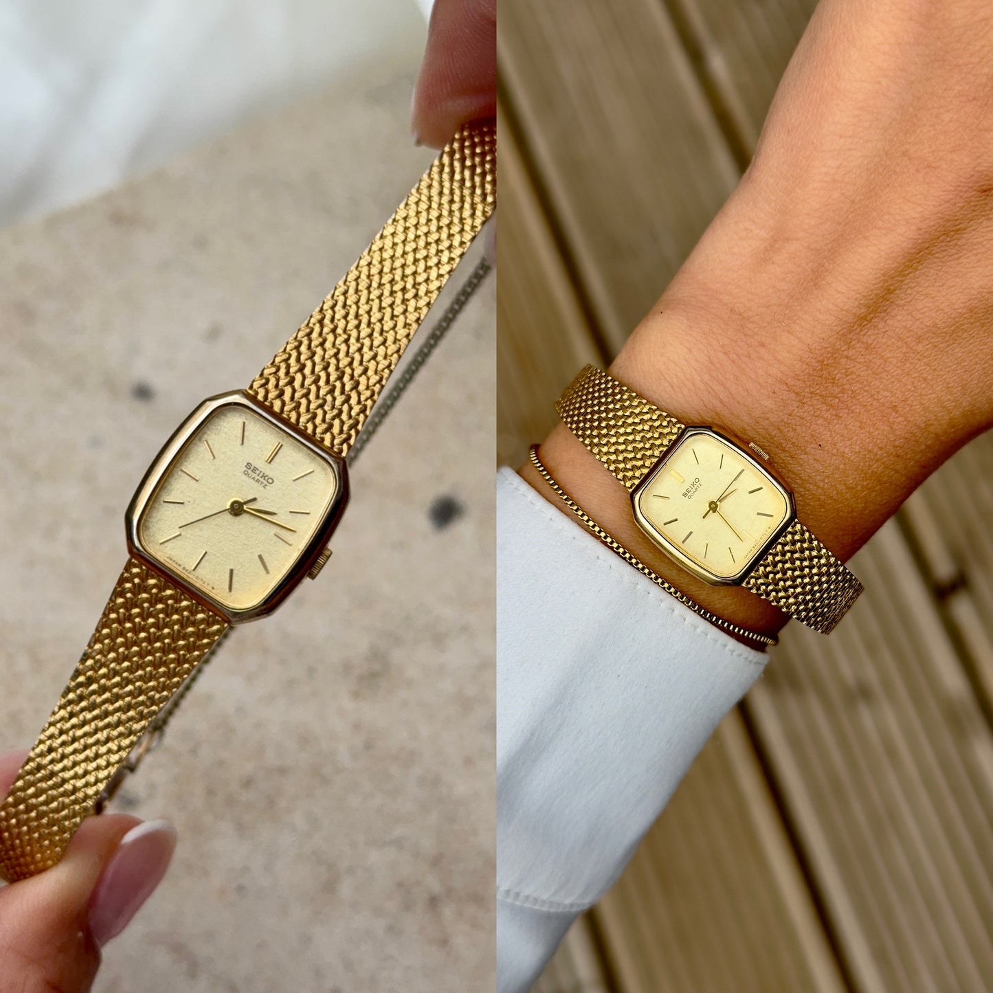 Vintage Seiko Integrated Woven Bracelet Watch 1983 - gold plated