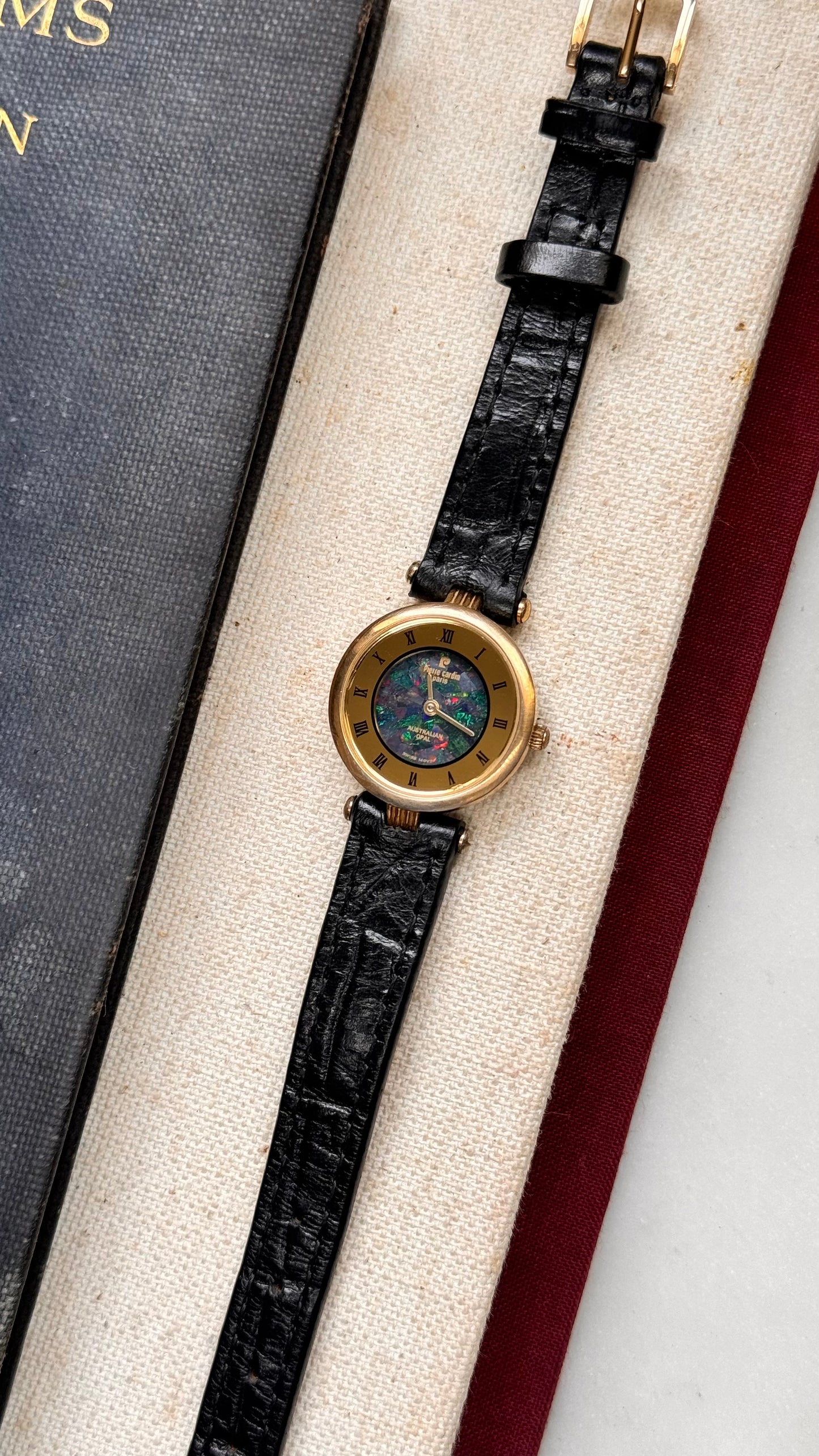 Pierre Cardin vintage watch - gold plated with natural opal dial