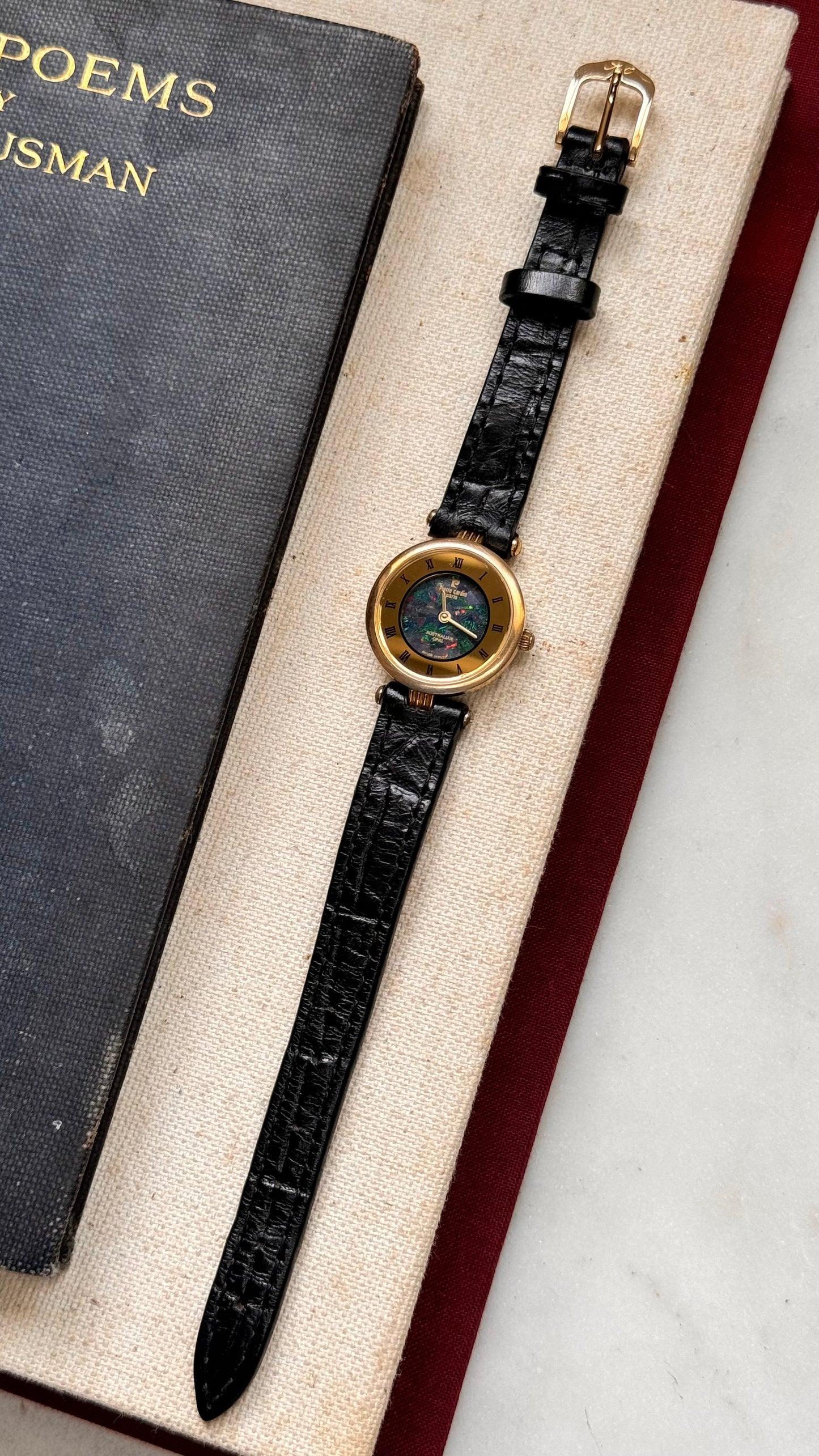 Pierre Cardin vintage watch - gold plated with natural opal dial