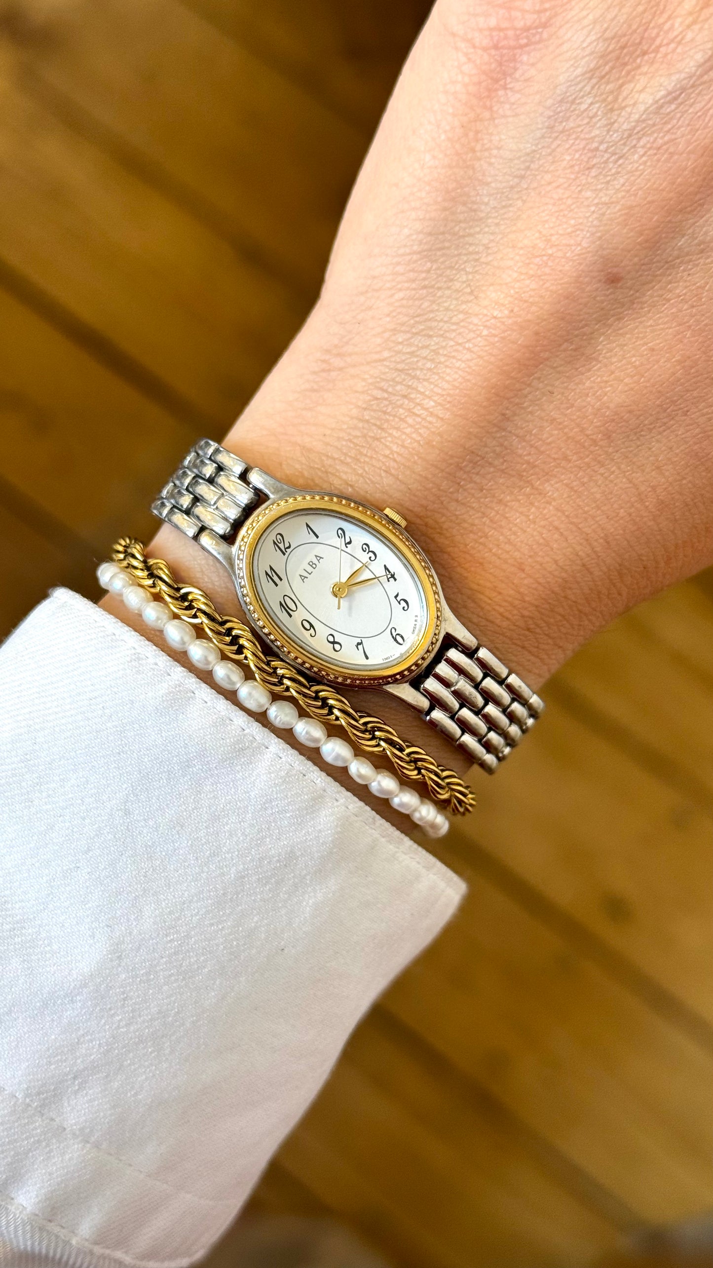Seiko Alba Vintage Watch, Oval Dial, Art Deco Bezel