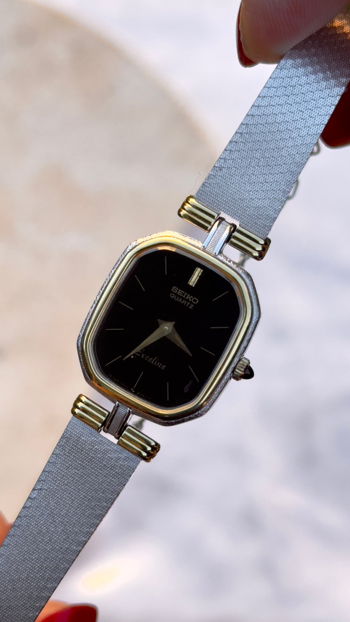 Seiko Exceline Vintage Watch 1991 - Black Dial - 30micron Gold & Palladium Plated