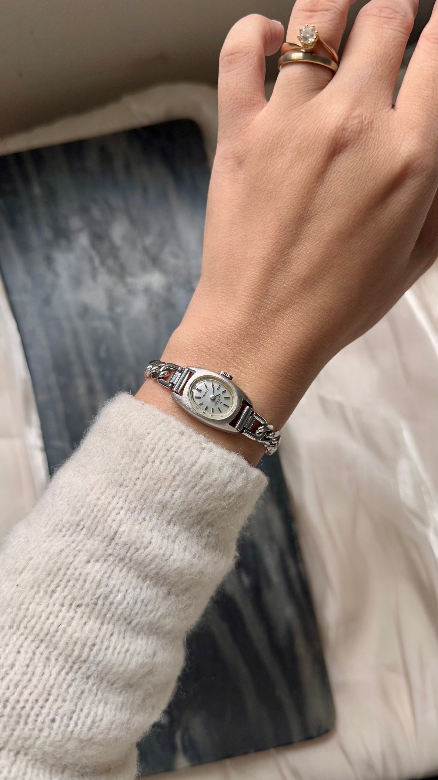 1960s Seiko Manual Wind Watch, White Gold Plated