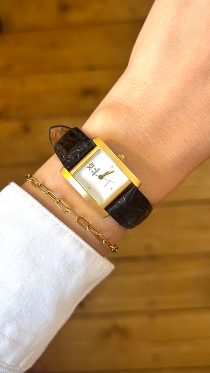 Renoma Paris Vintage Tank Watch 1980s - Brushed Gold Plated
