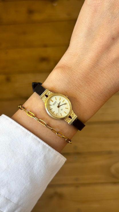 ORIENT Vintage Watch 1980s - Oval face, gold plated