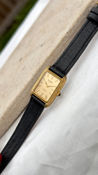 Technos Sophia Vintage Mini Tank Watch 1980s - Gold plated