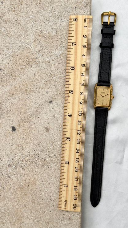 Technos Sophia Vintage Mini Tank Watch 1980s - Gold plated