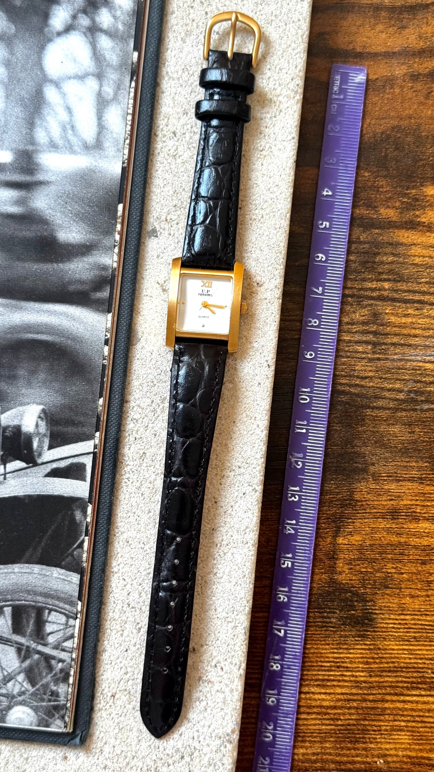 Renoma Paris Vintage Tank Watch 1980s - Brushed Gold Plated